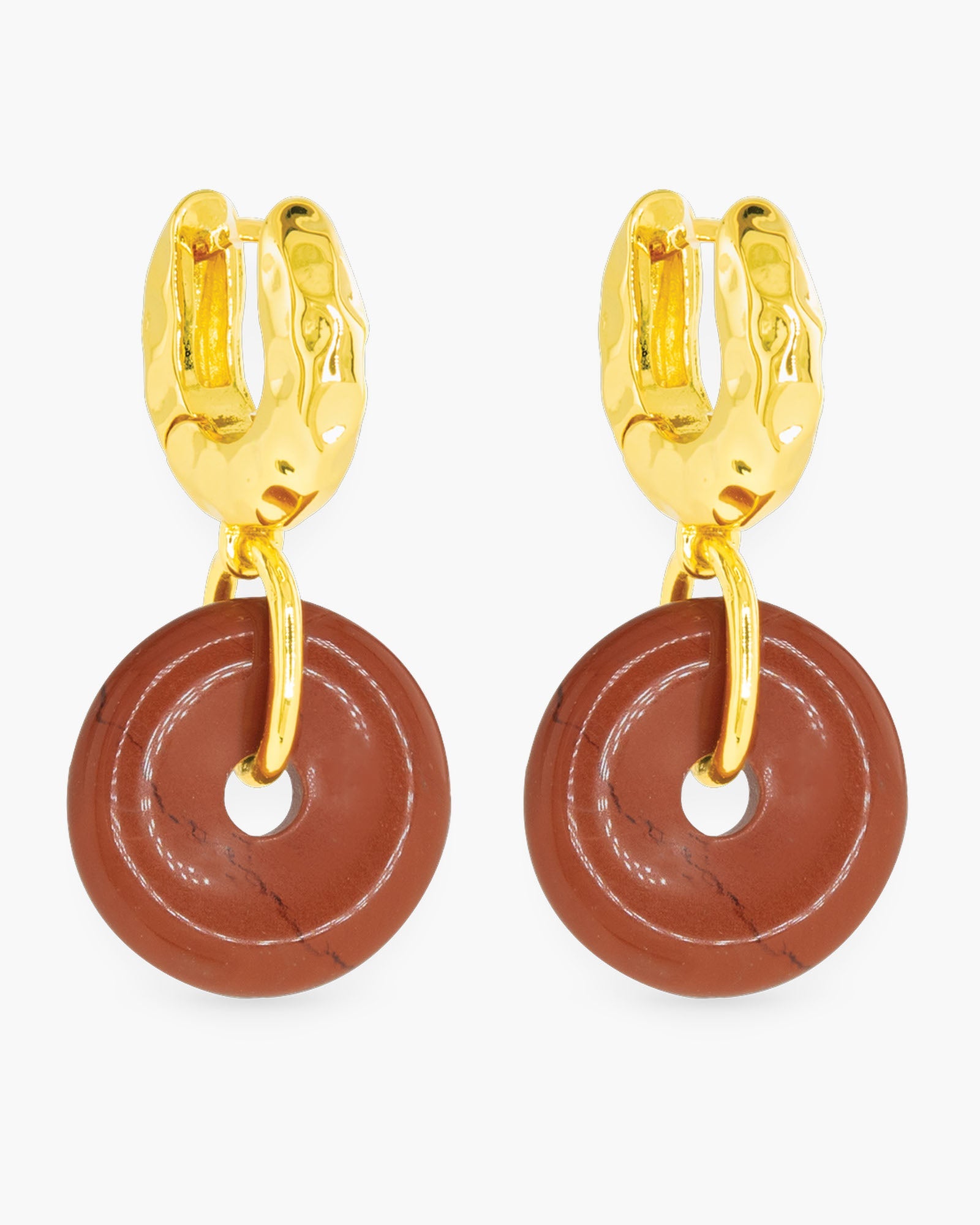 Gold Enamel Round Earrings