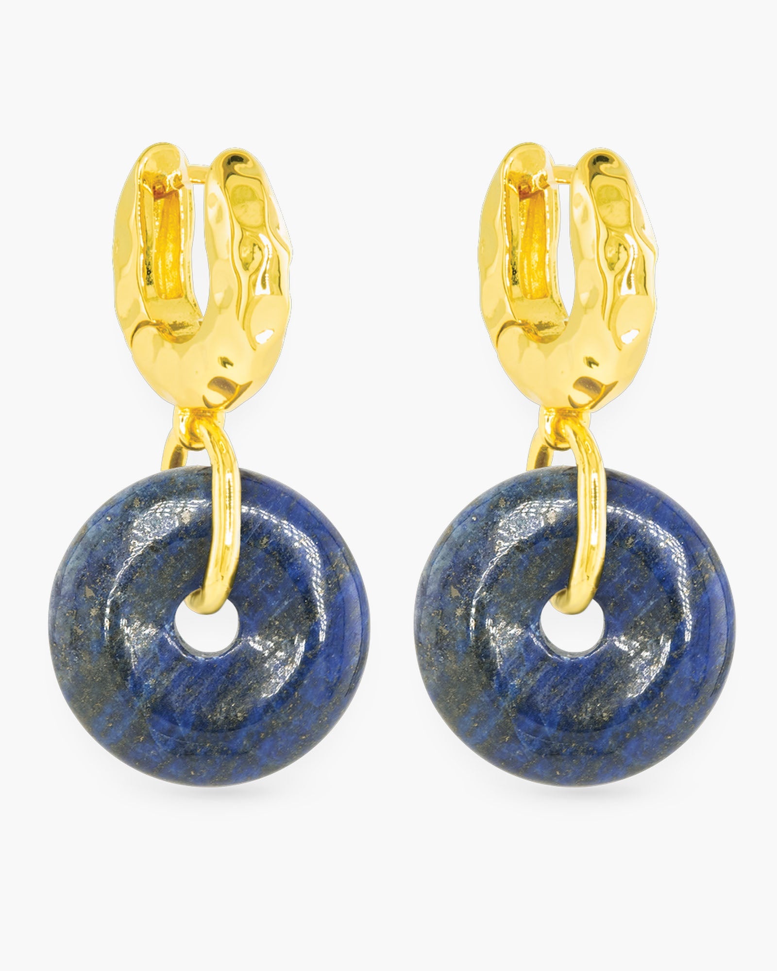 Gold Enamel Round Earrings
