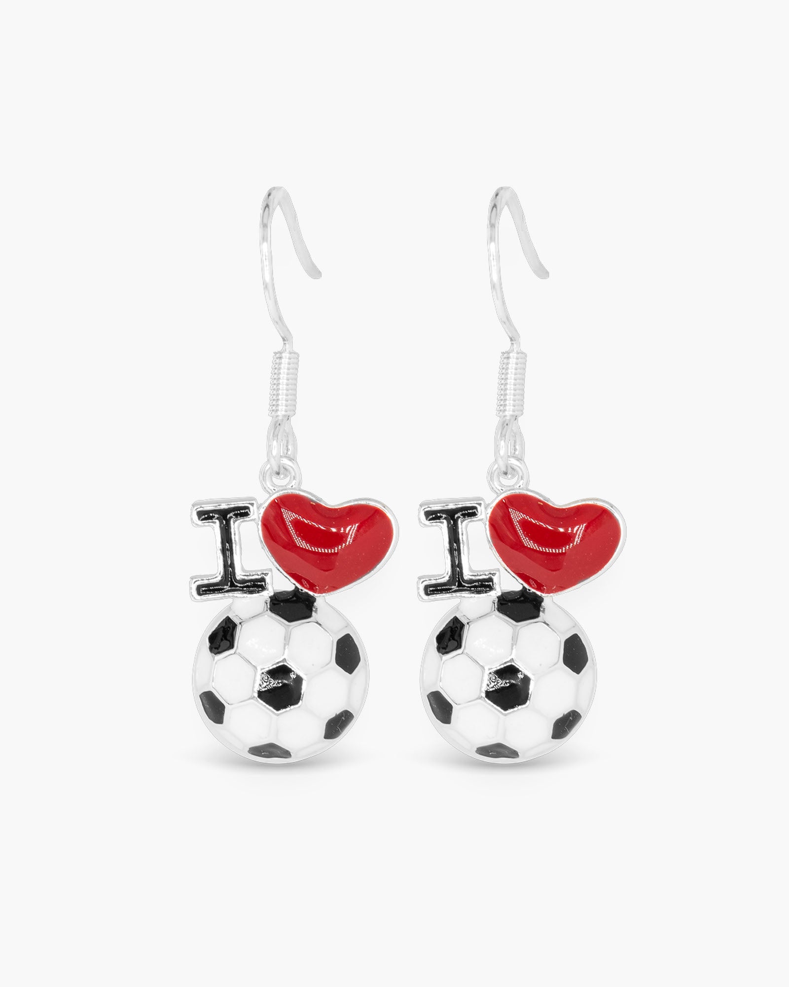 Silver I Love Sports Earrings