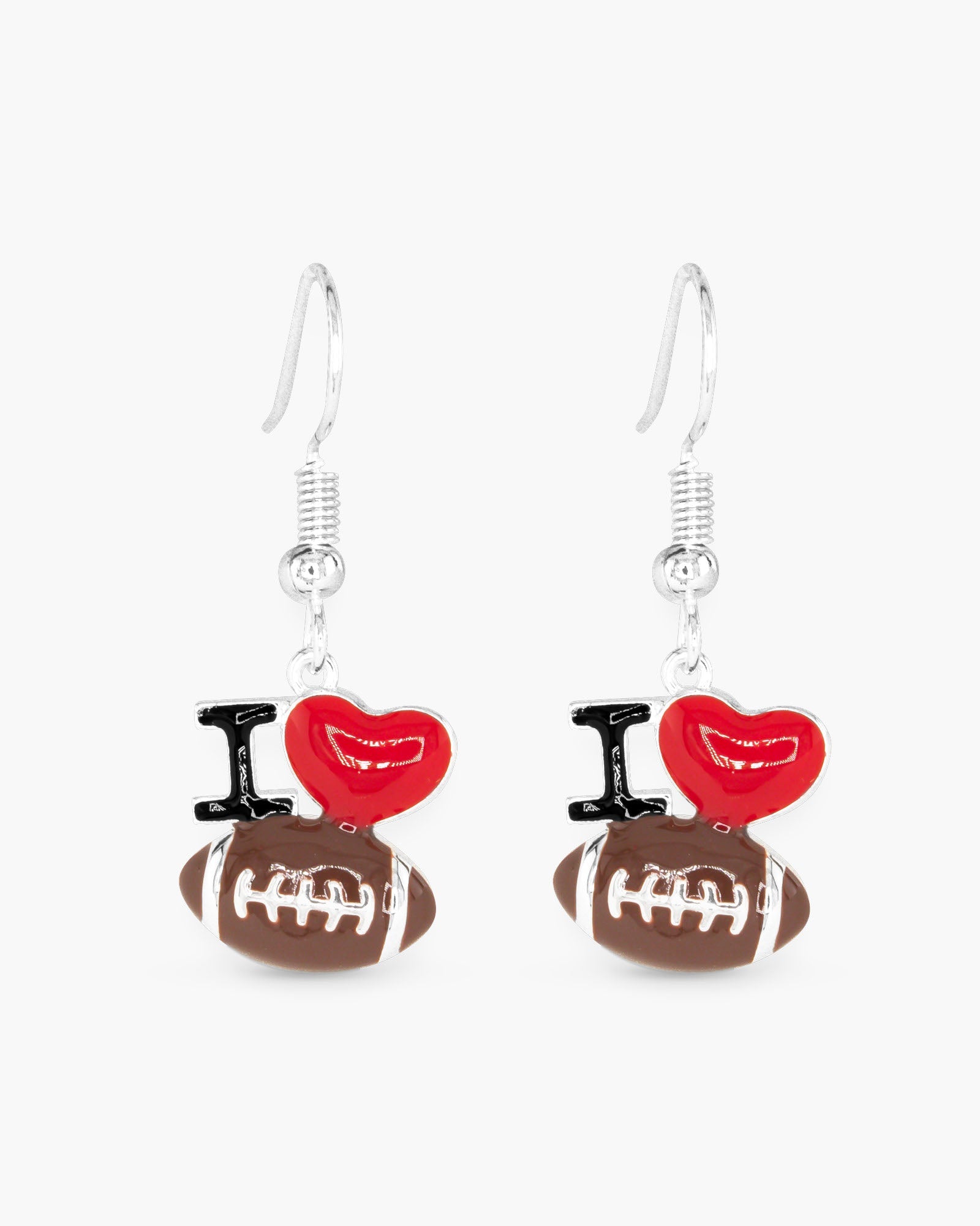 Silver I Love Sports Earrings