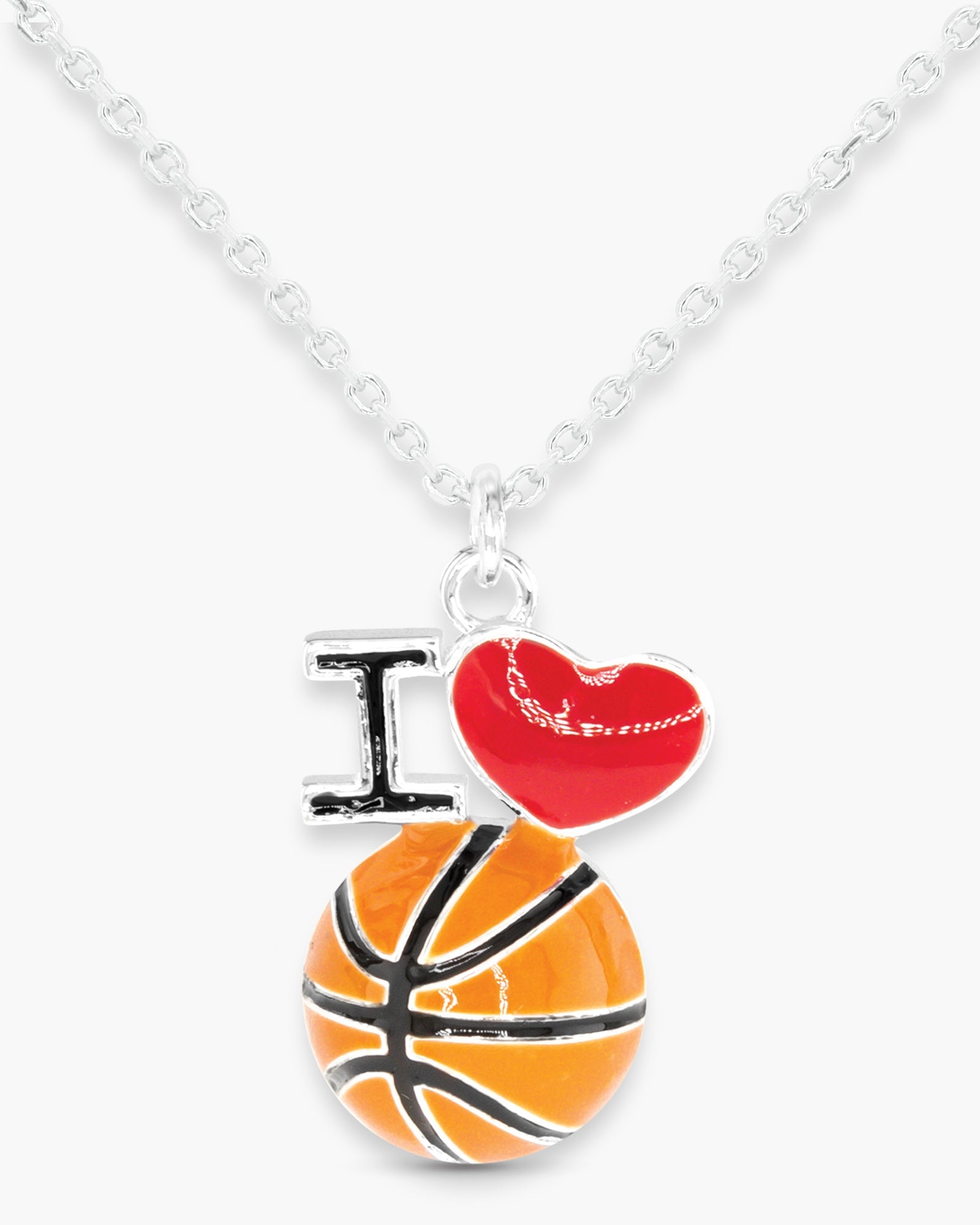 Silver I Love Sports Necklace
