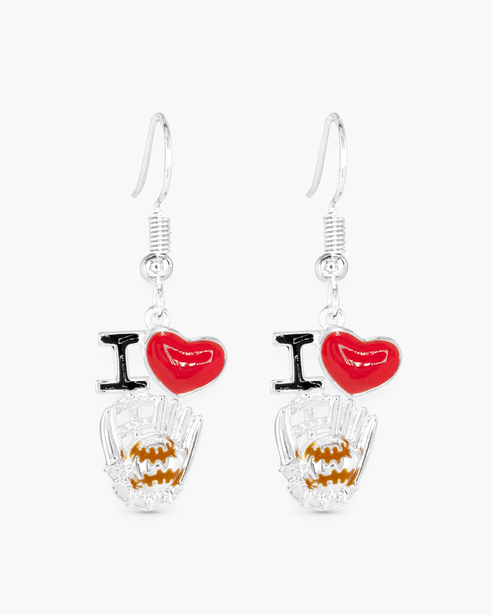 Silver I Love Sports Earrings