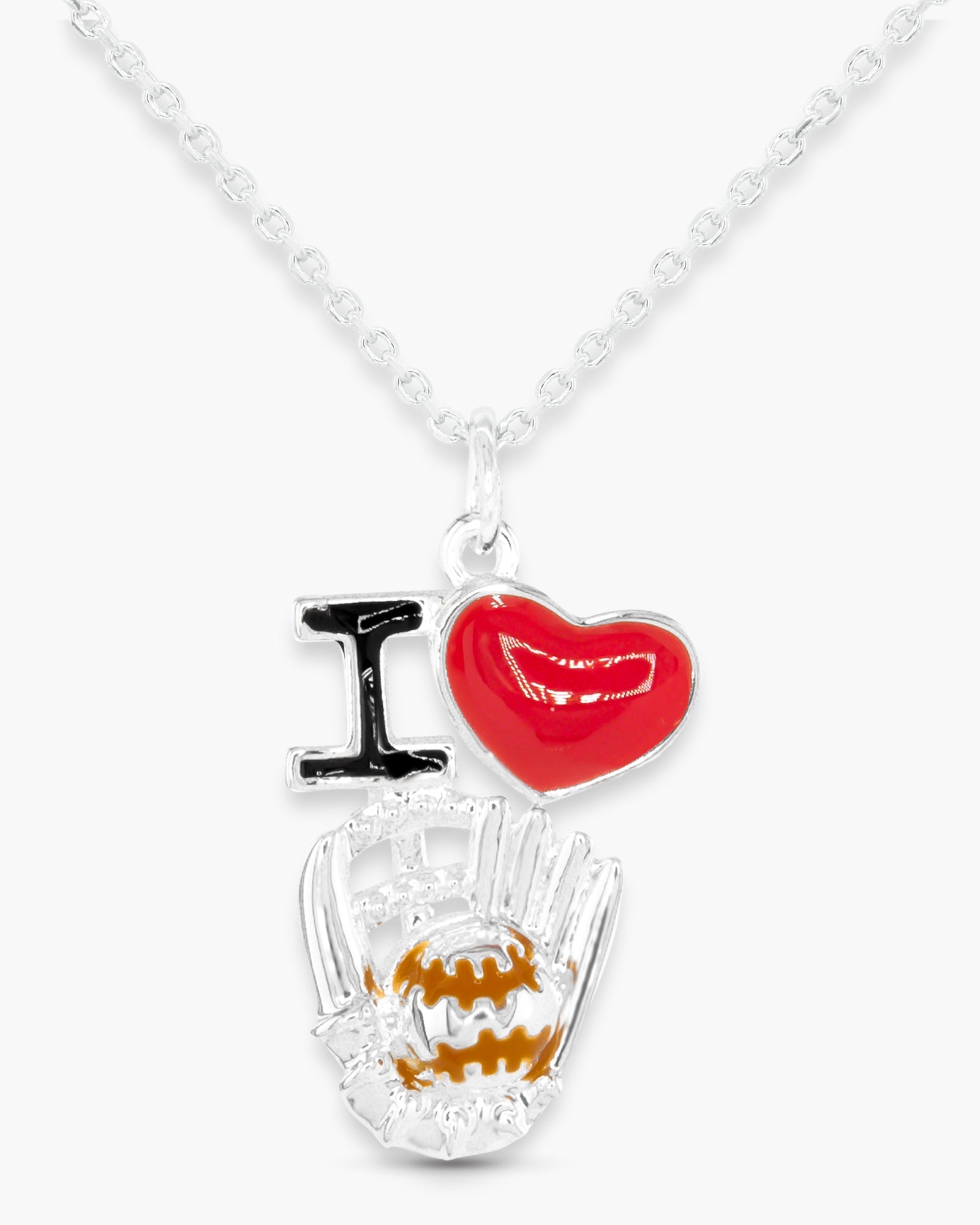 Silver I Love Sports Necklace