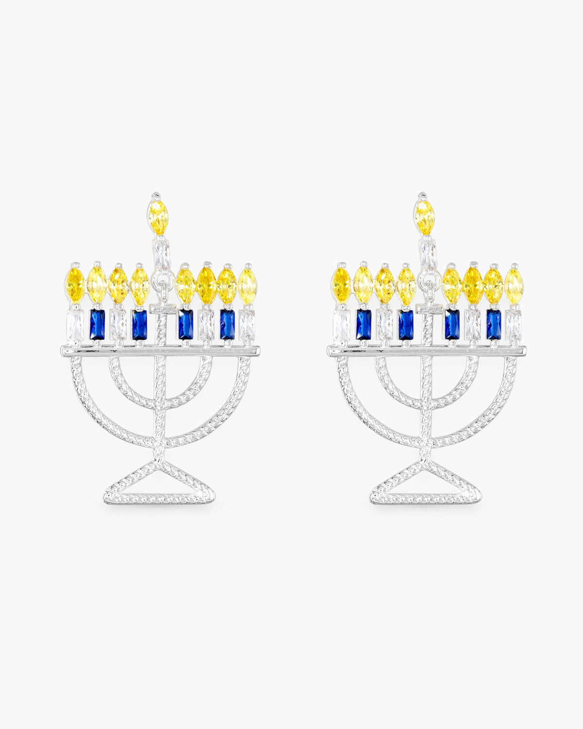 Silver CZ Blue & White Menorah