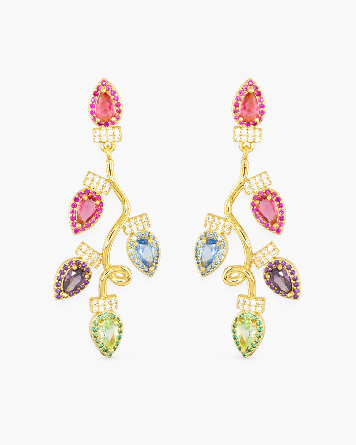 Gold CZ Christmas Lights Earrings
