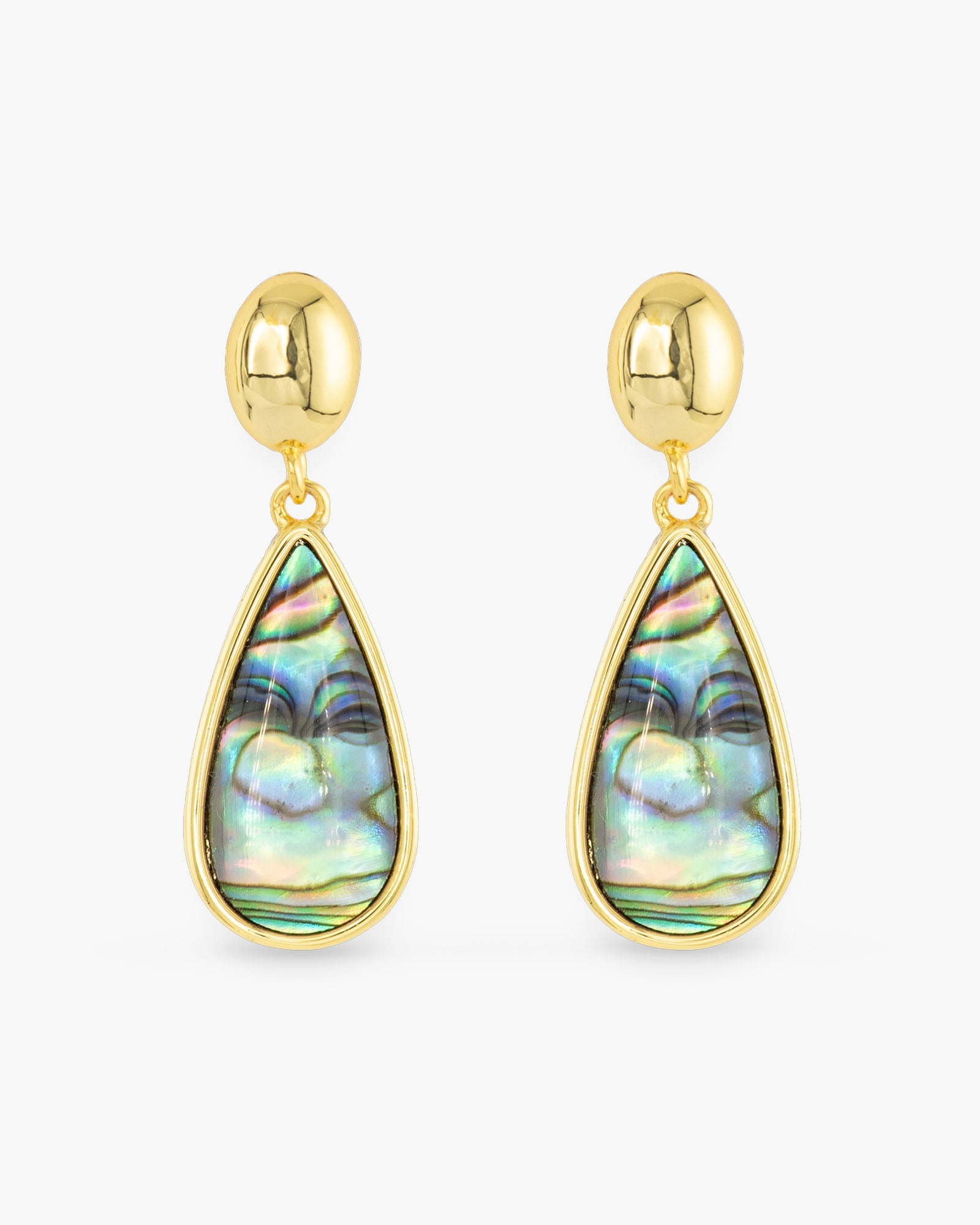 Gold Abalone Teardrop Drop Earrings