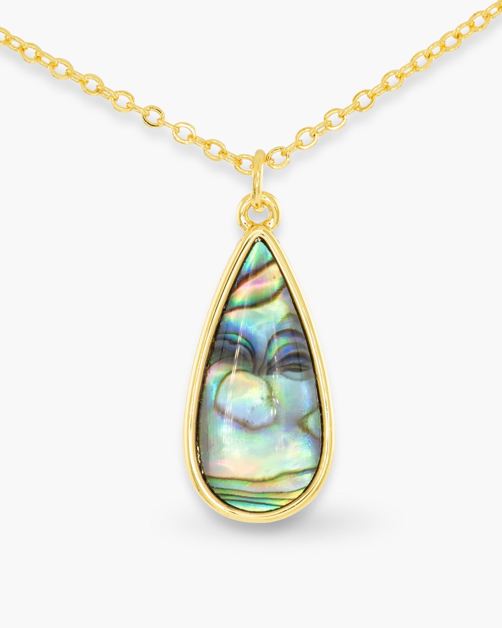 Gold Abalone Teardrop Necklace