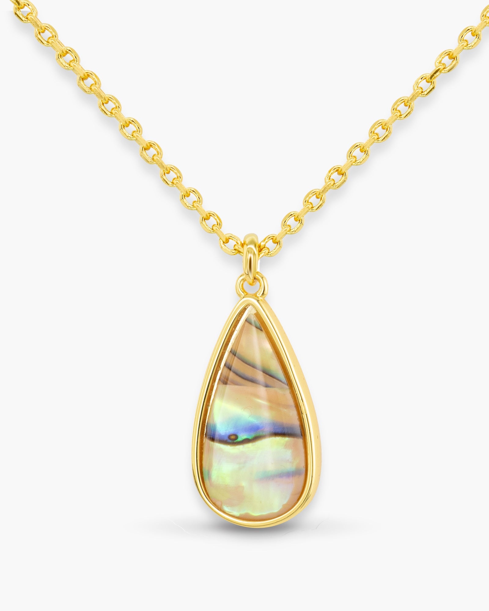 Gold Abalone Teardrop Necklace