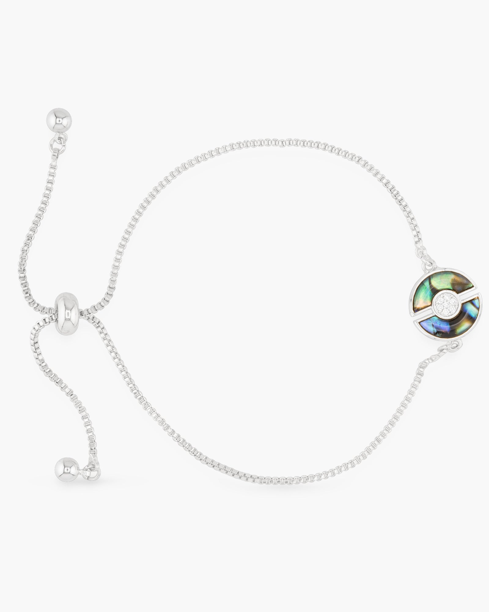 Abalone & CZ Blue Circle Bracelet