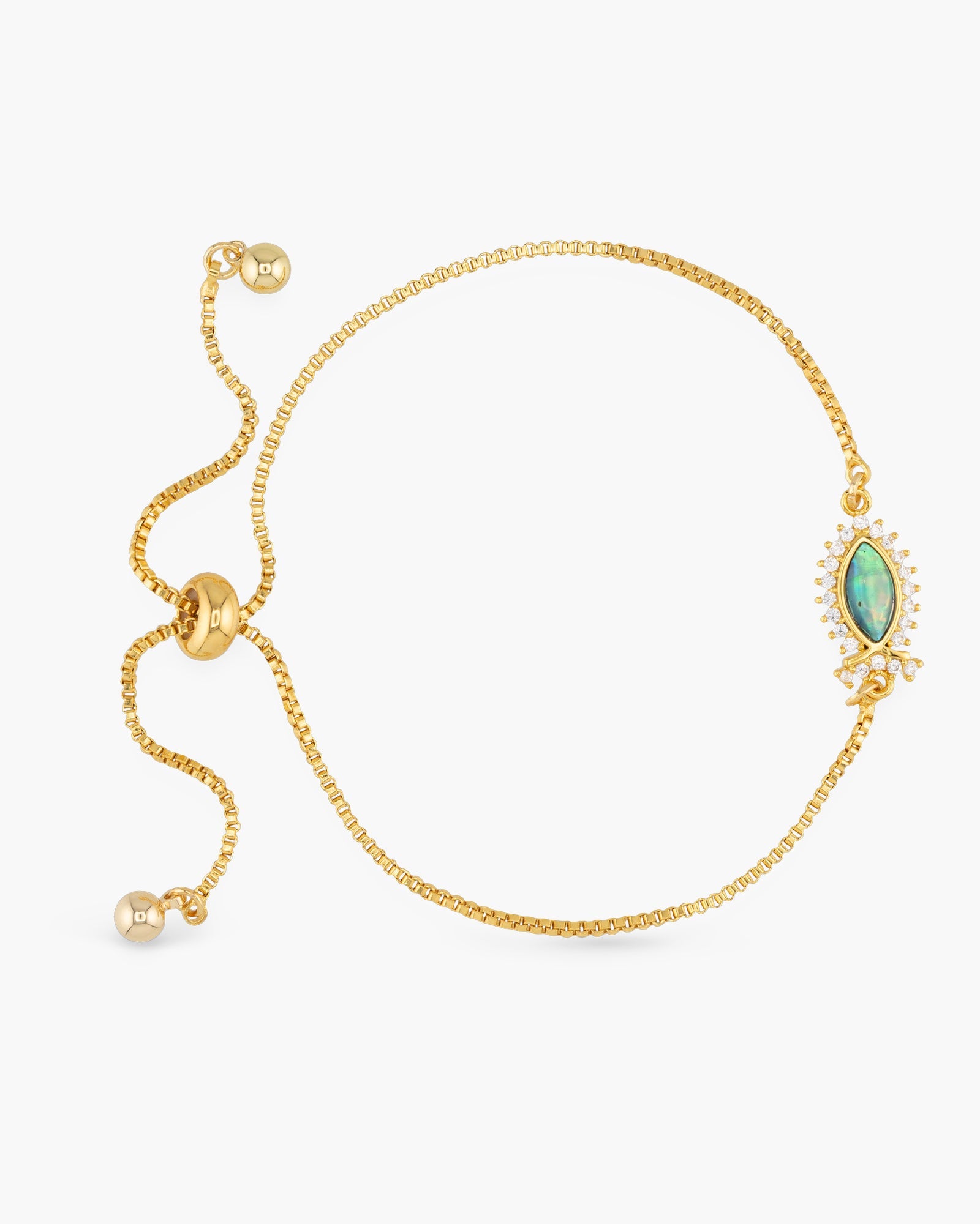 Gold Abalone & CZ Fish Bracelet