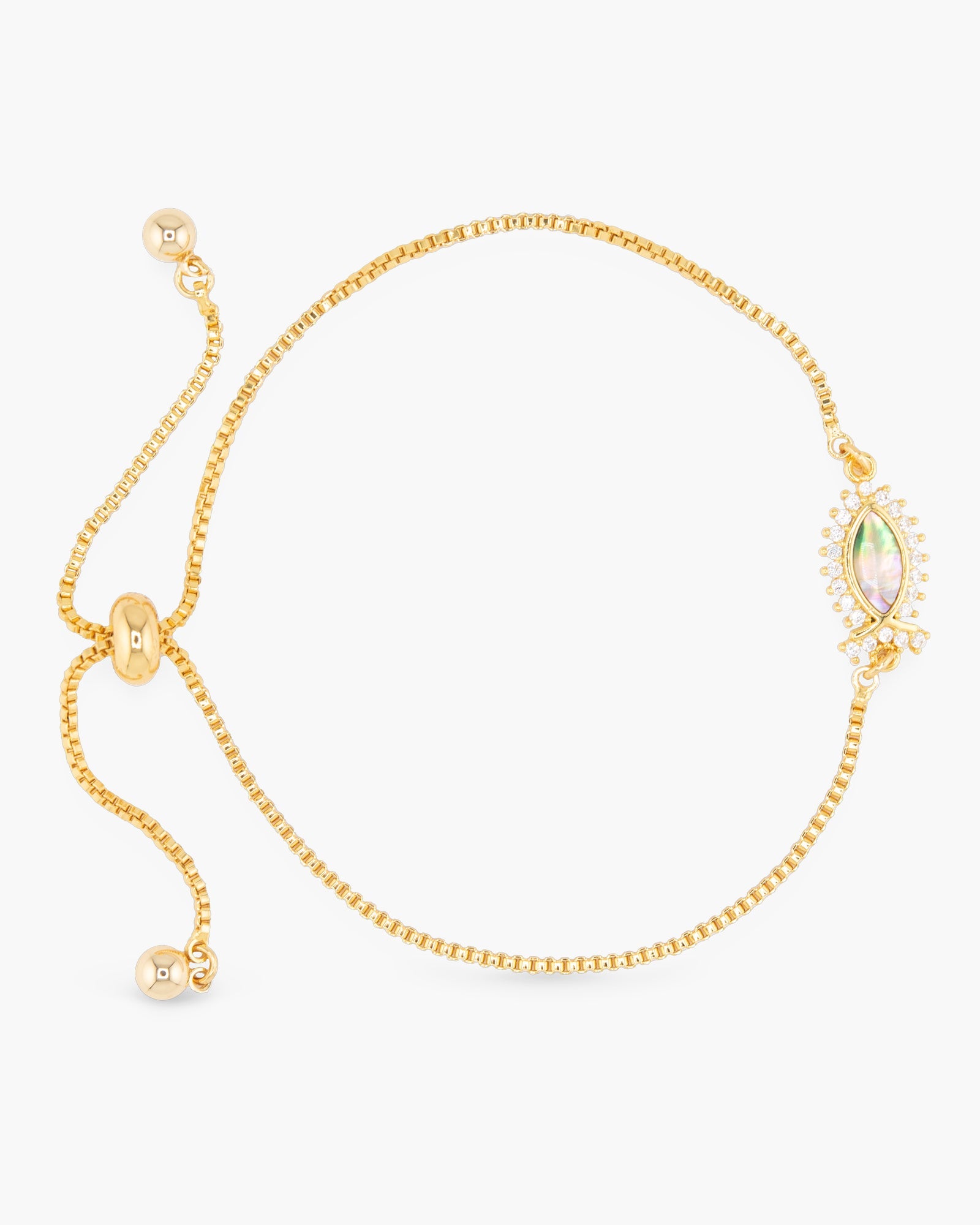 Gold Abalone & CZ Fish Bracelet