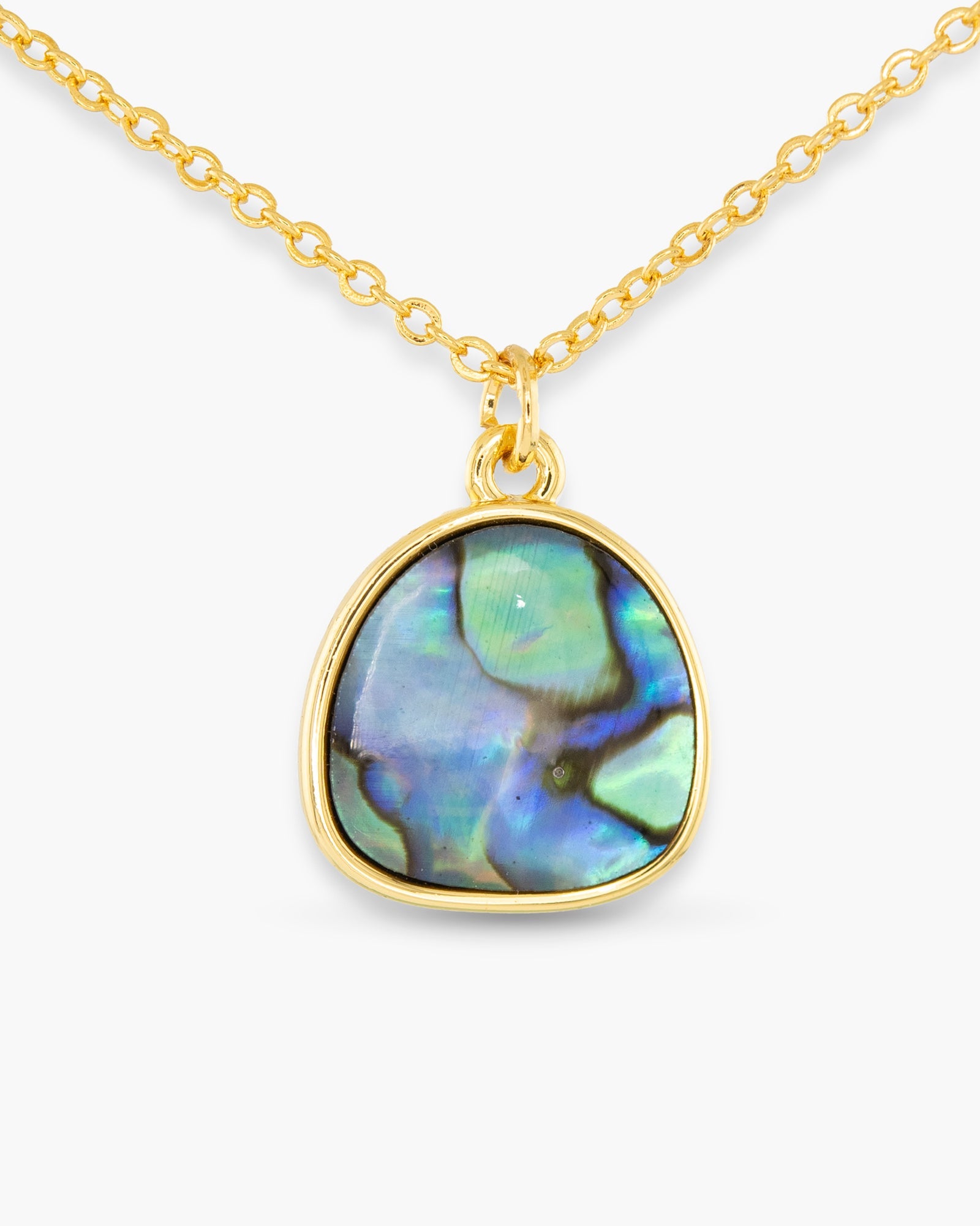 Gold Abalone Blue Dome Necklace