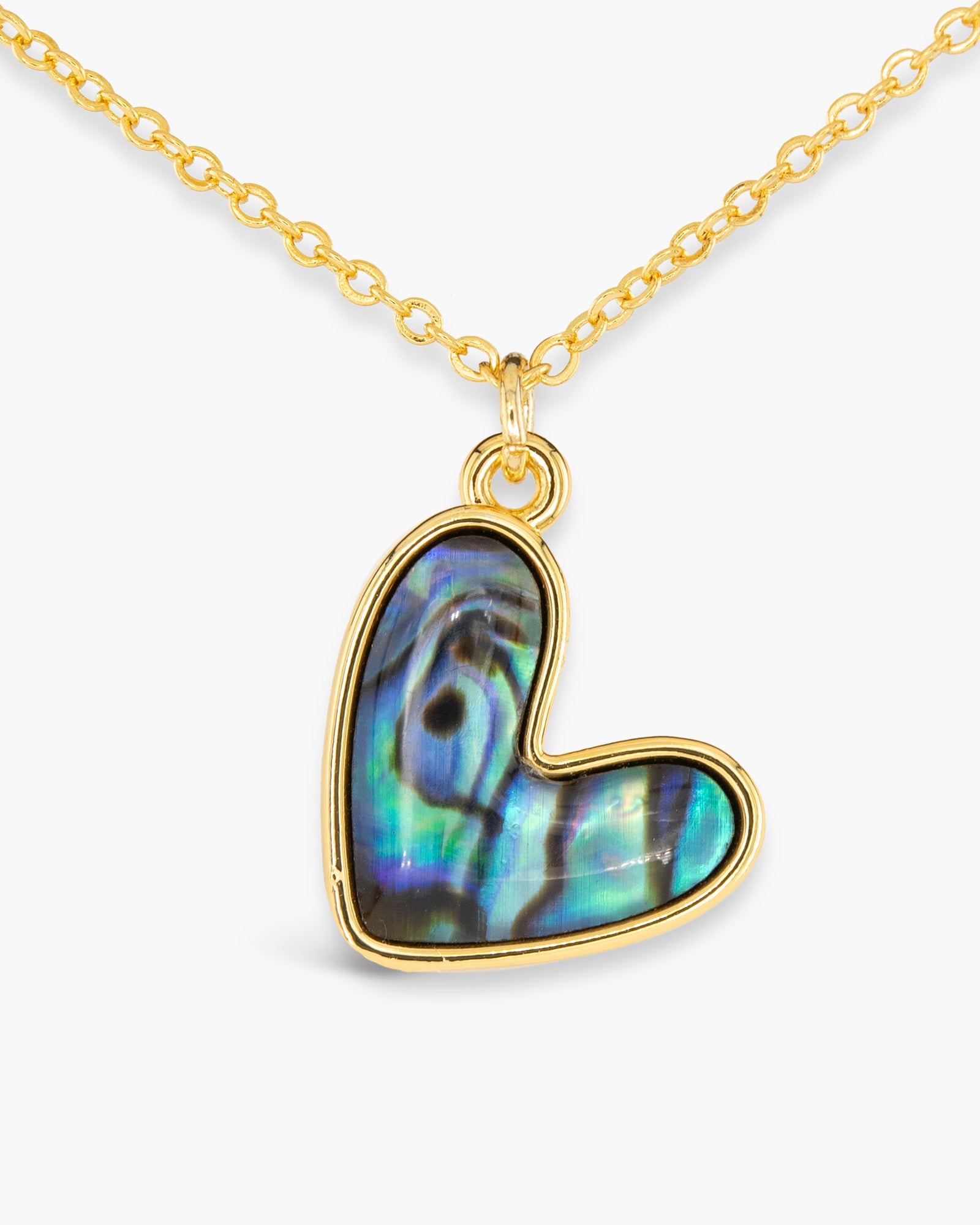 Gold Abalone Heart Necklace