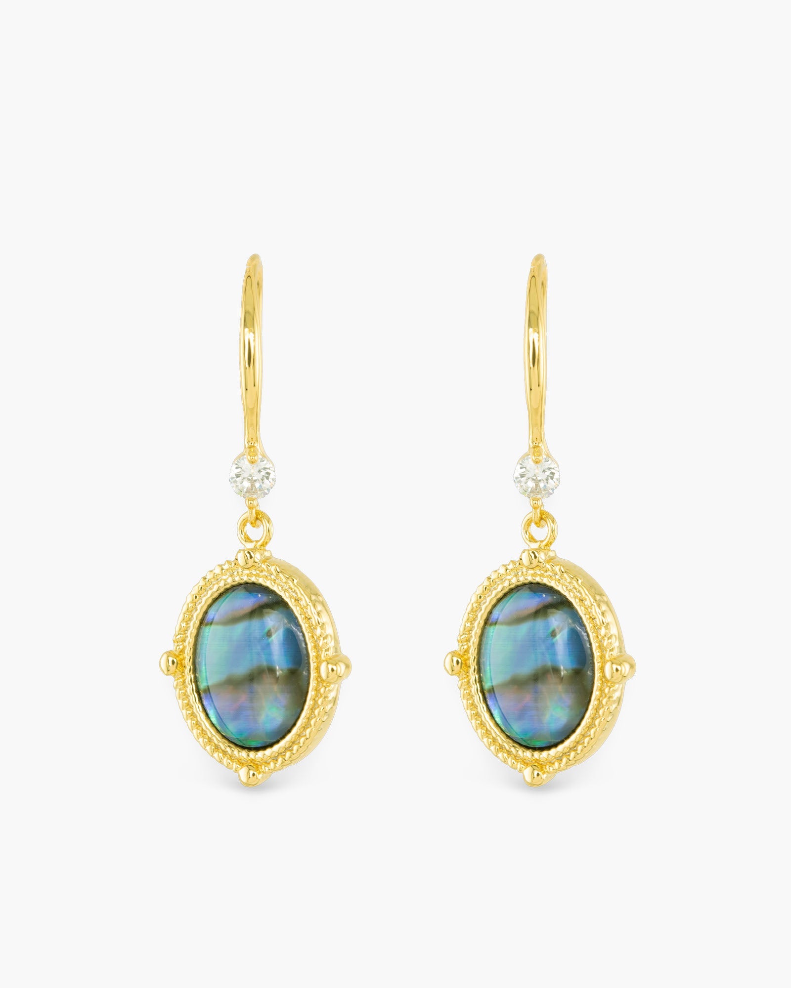 Gold Abalone Compass Drop Earrings