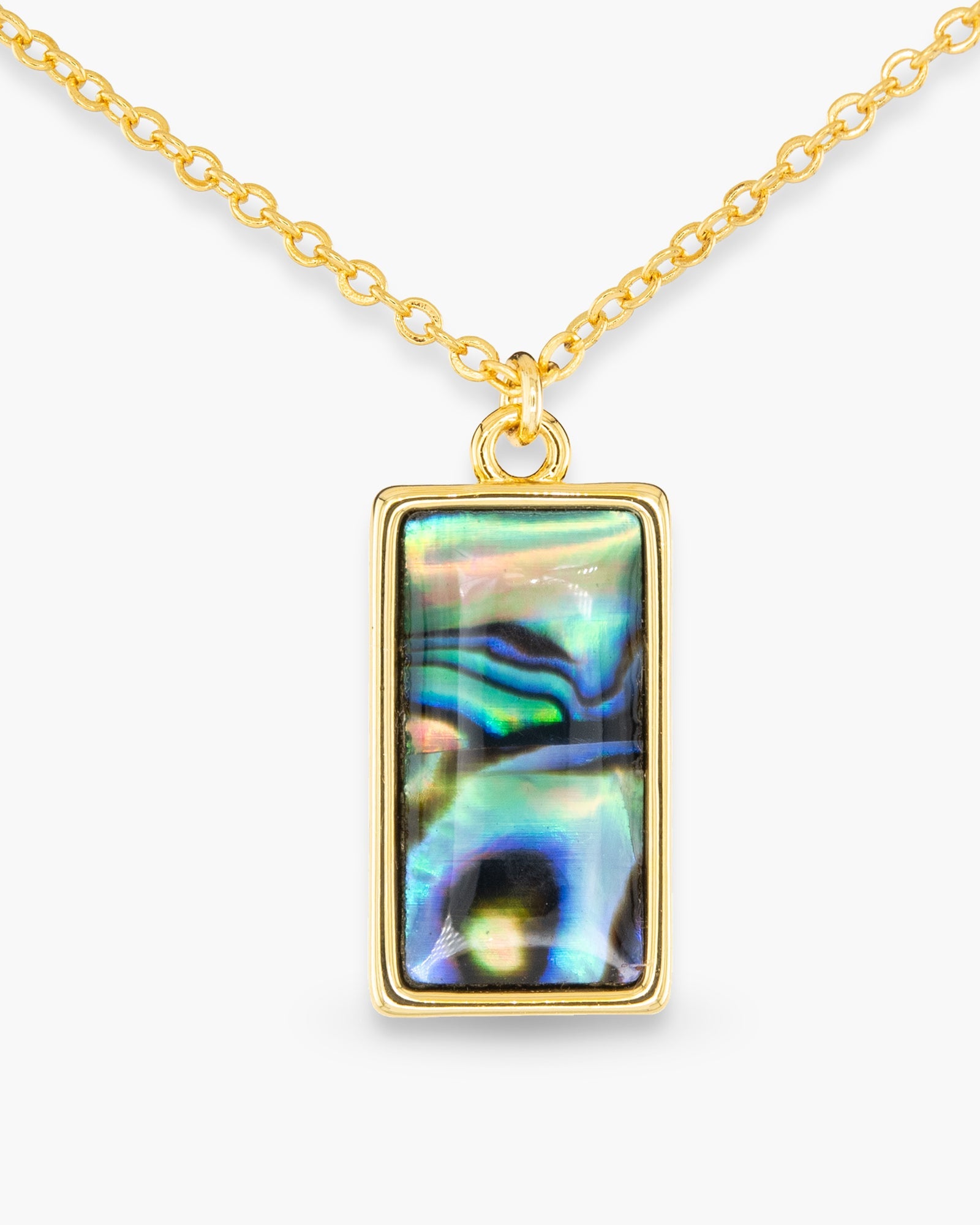 Gold Abalone Rectangle Necklace