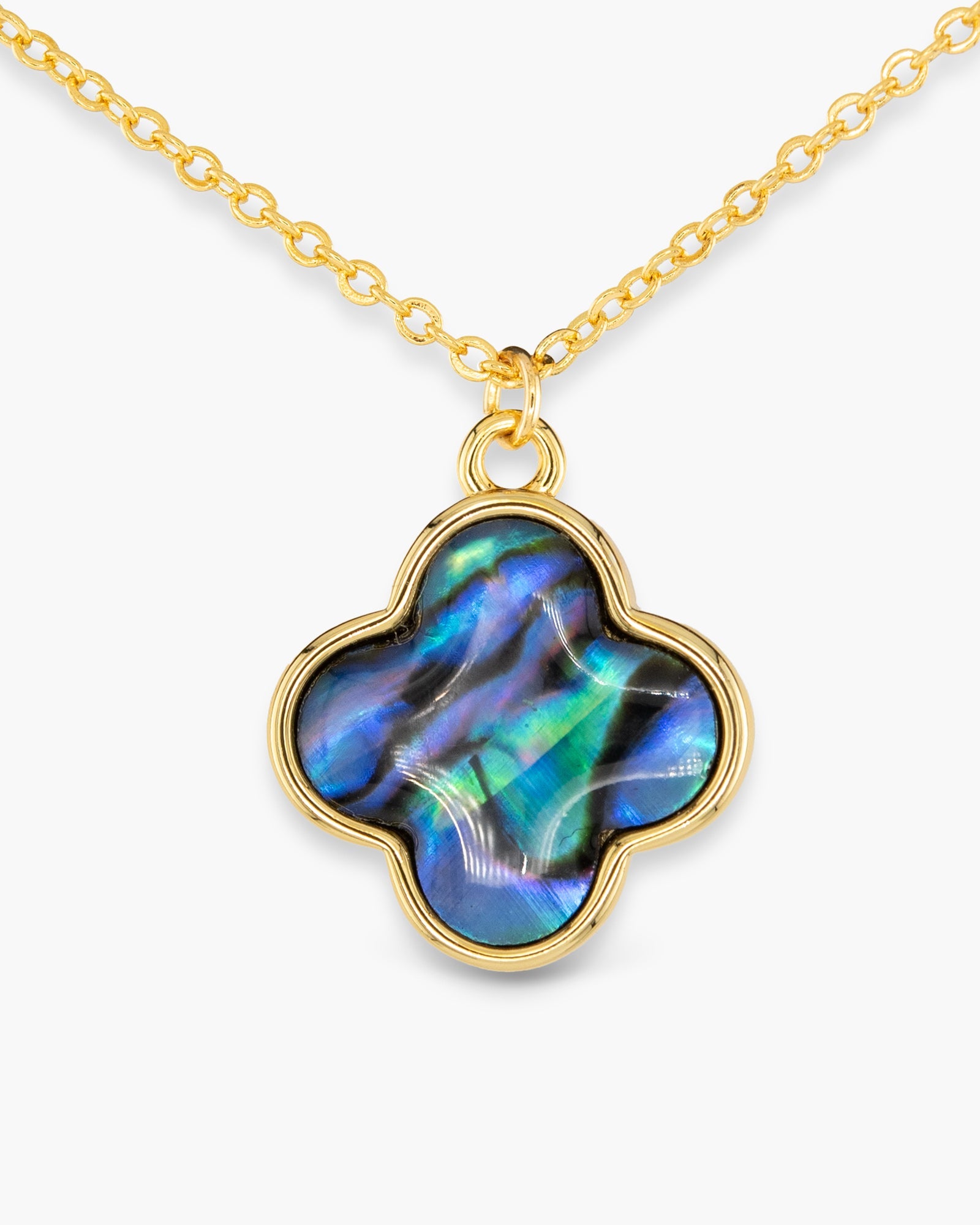 Gold Abalone Clover Necklace