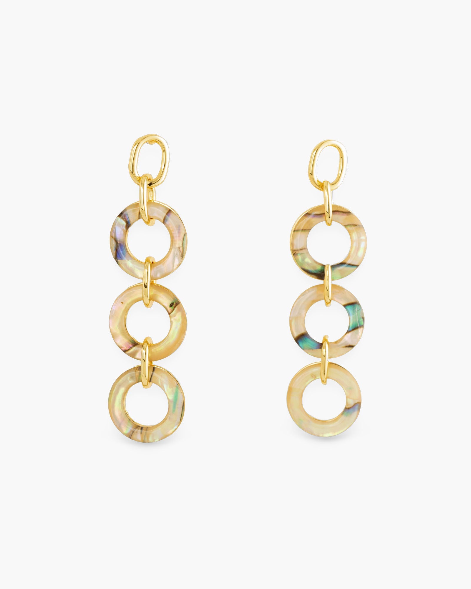 Gold Abalone Link Drop Earrings