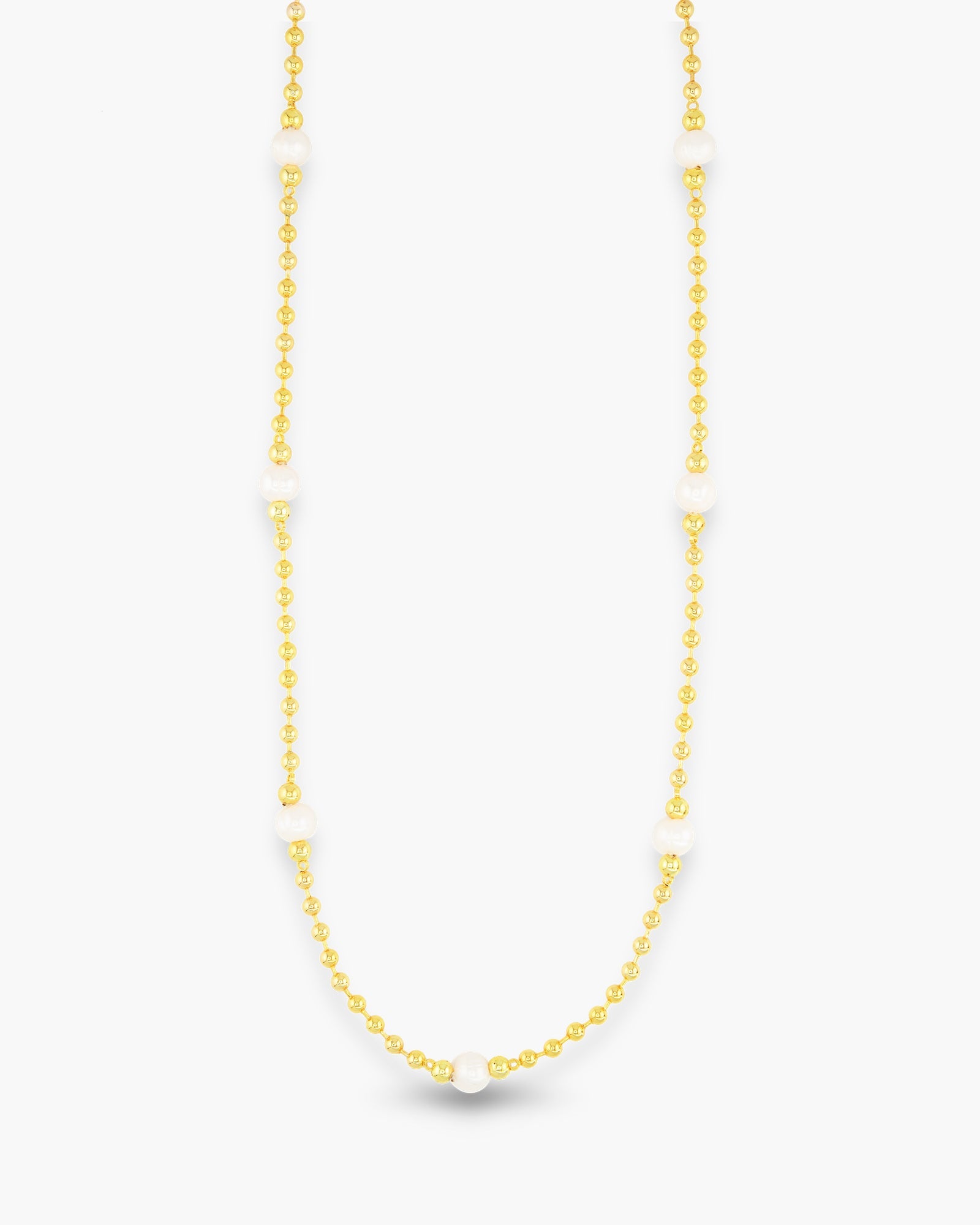 Gold Pearl and Beaded Chain Necklace