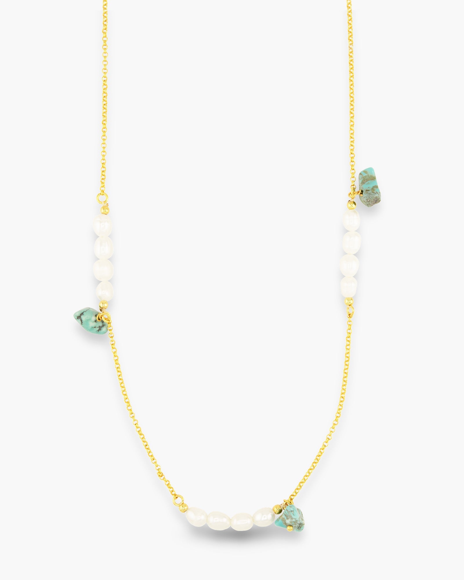 Gold Pearl and Turquoise Necklace