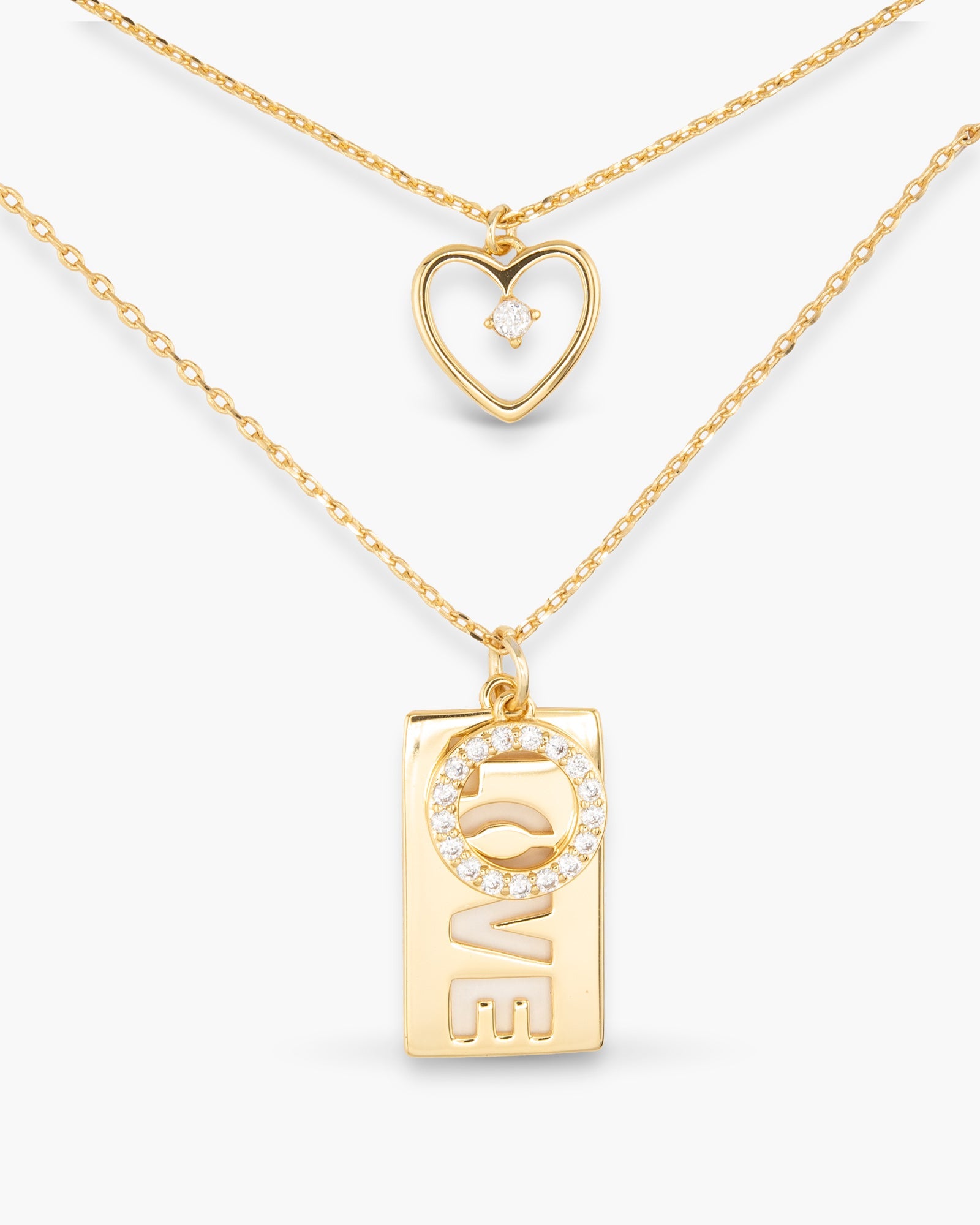 Gold Dual Love Heart Necklace