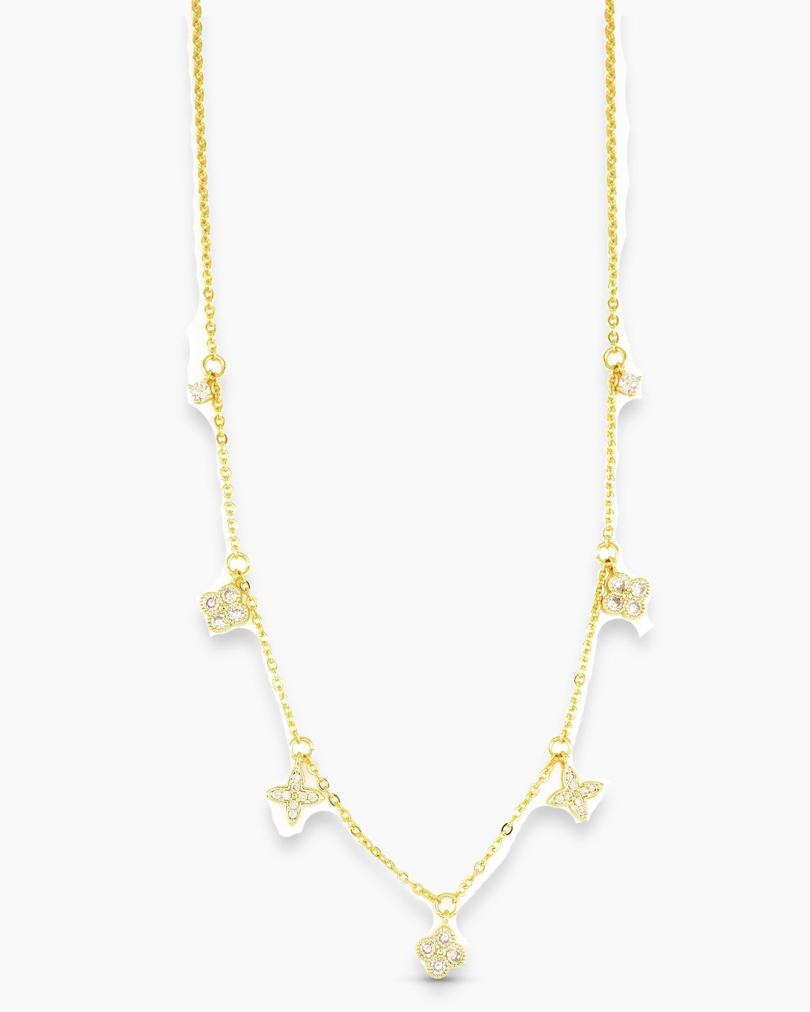 Gold CZ Dainty Charm Necklace