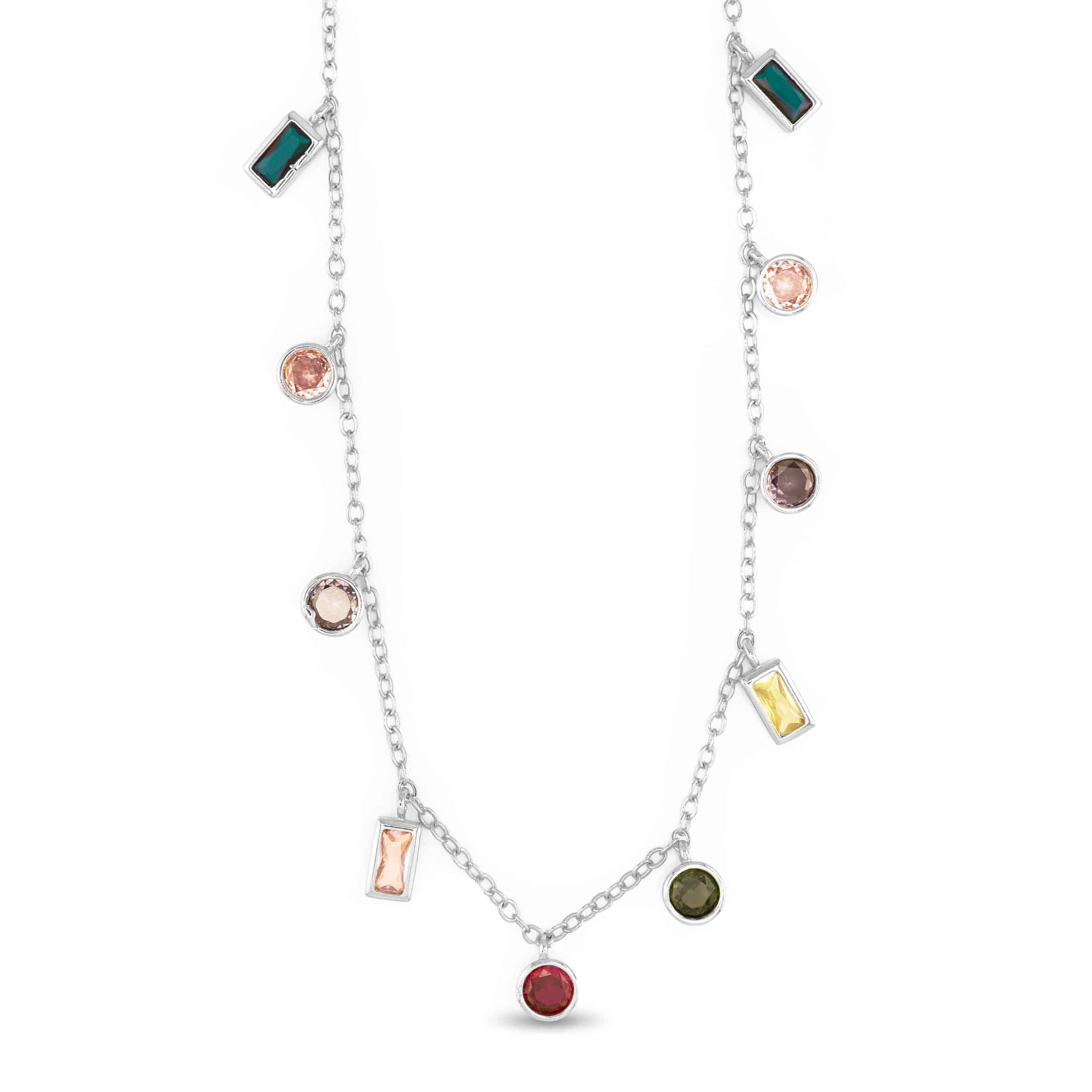 Sparkling CZ Colorful Charm Necklace