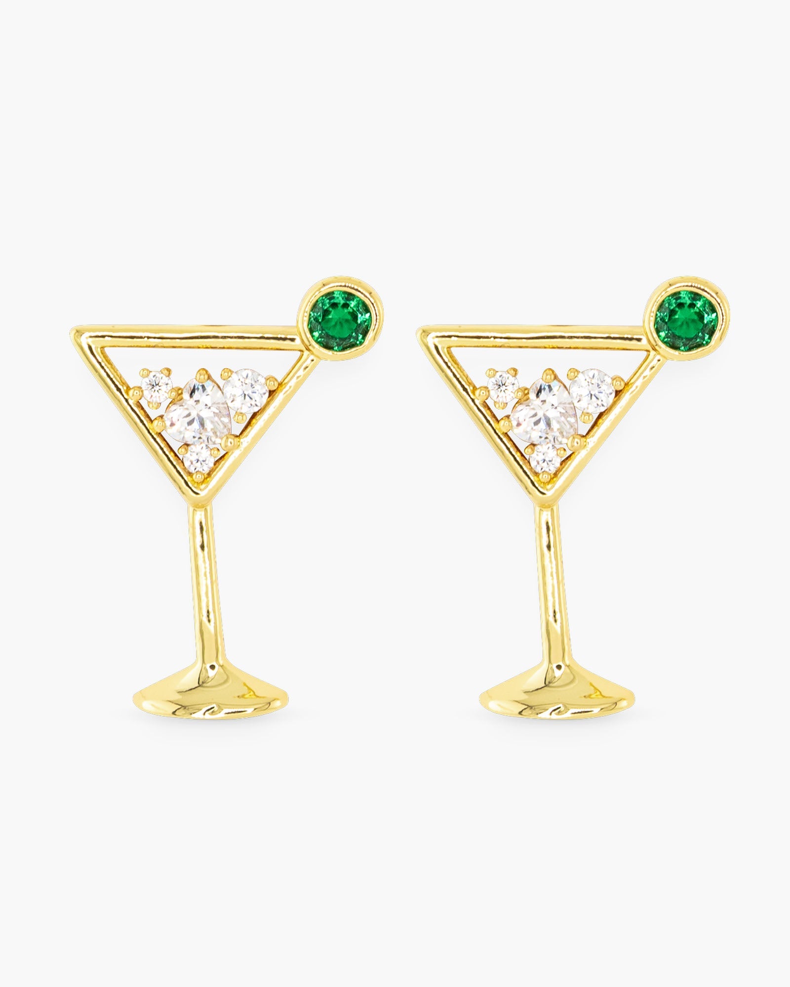Gold CZ Dirty Martini Earrings