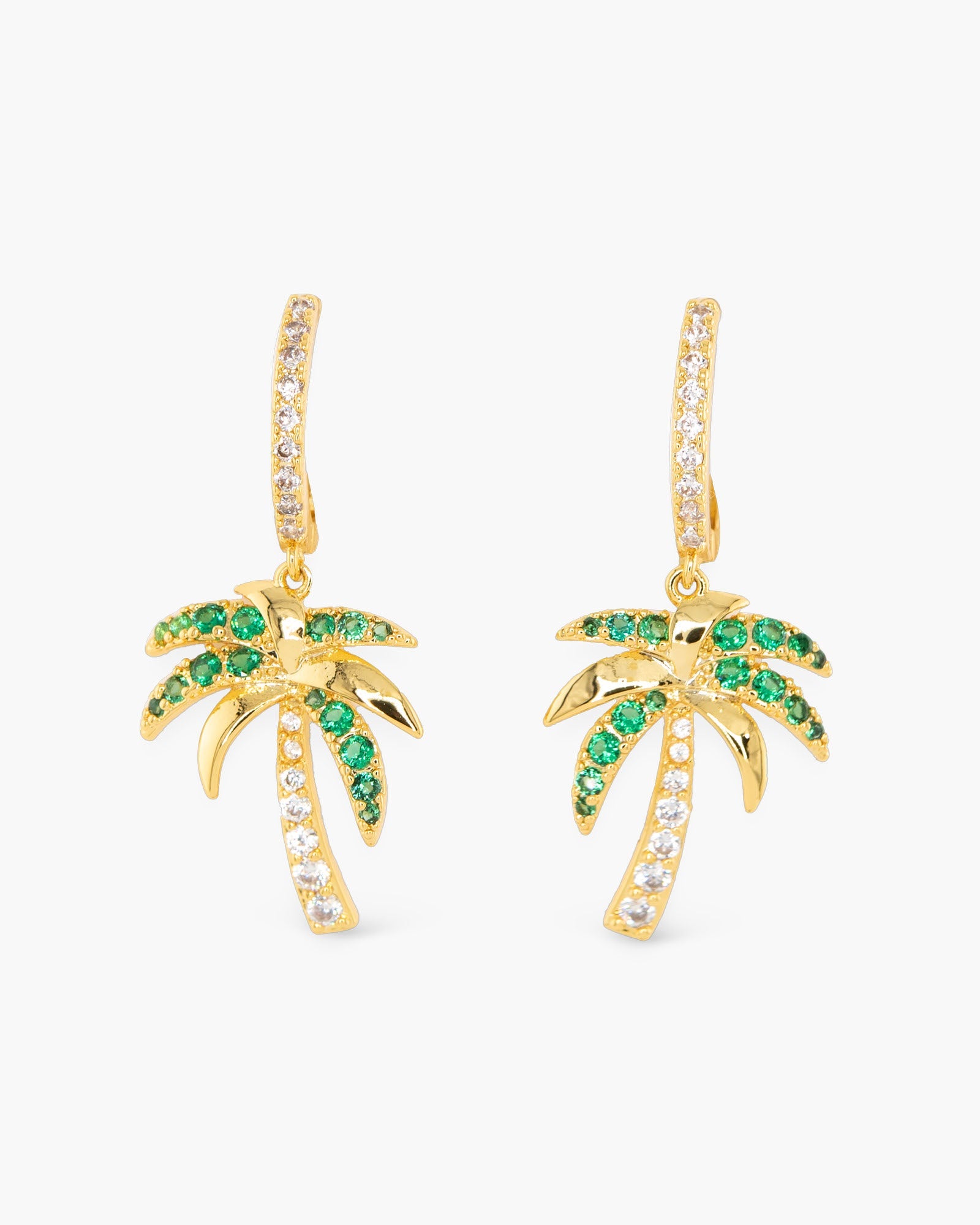 Gold CZ Palm Tree Earrings