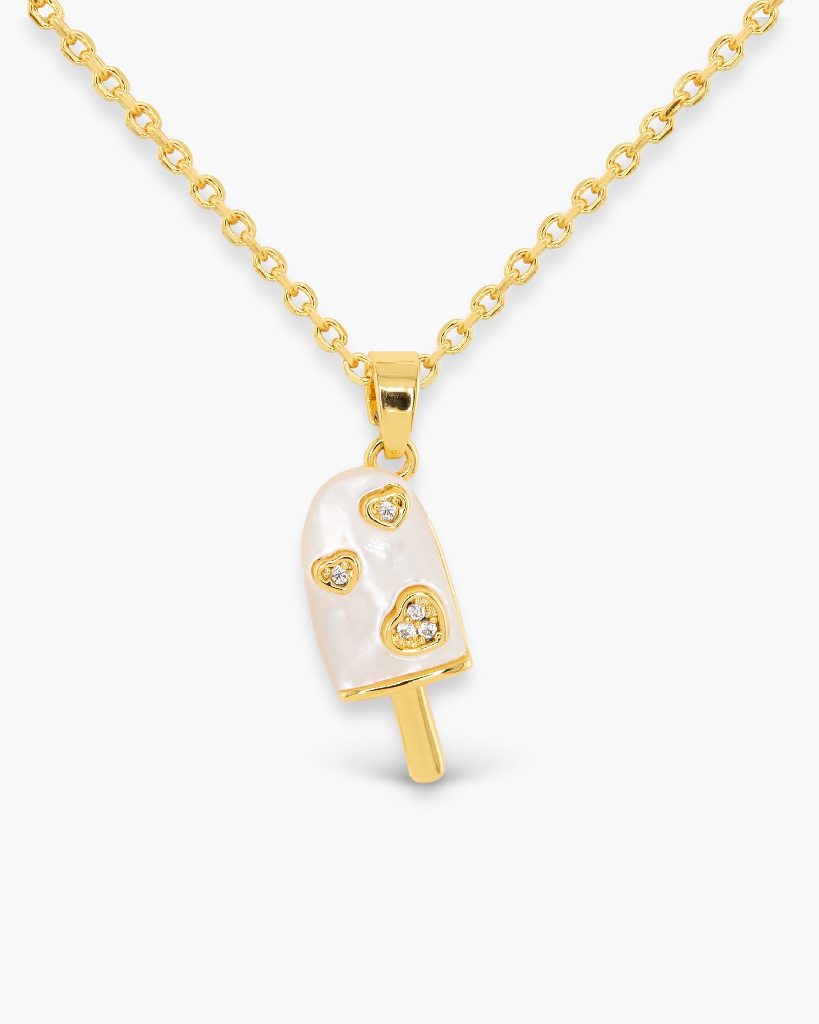 Gold CZ Ice Cream Bar Necklace