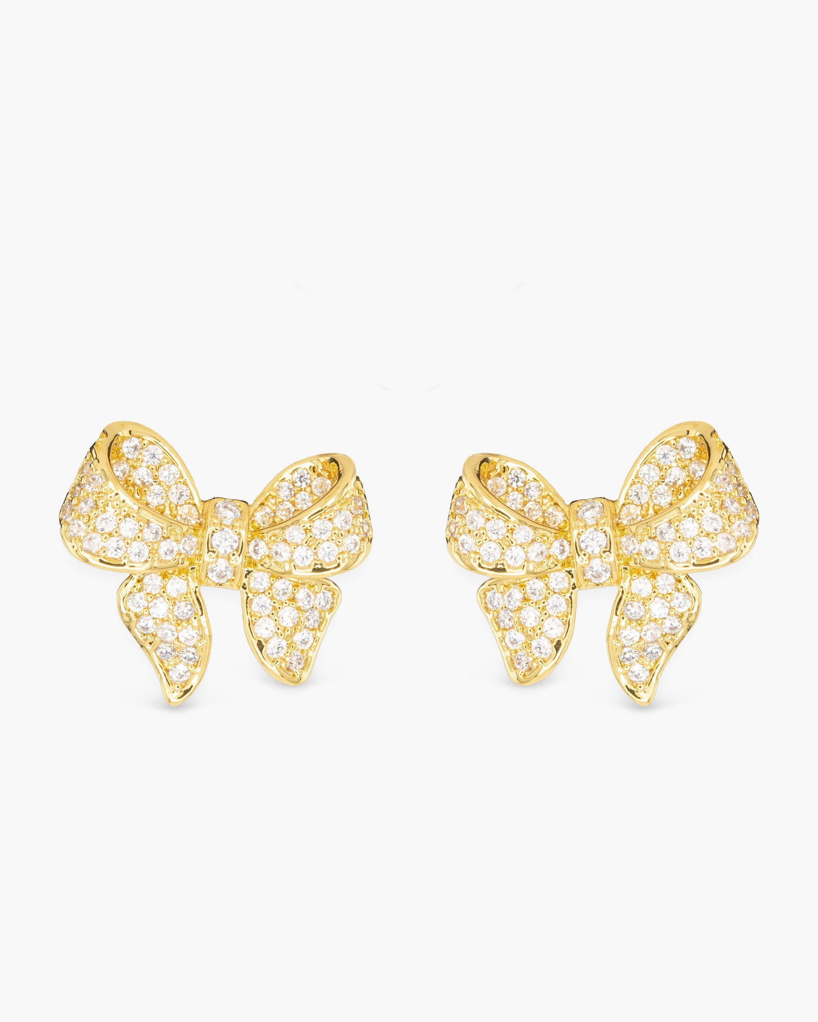 Gold CZ Bow Earrings