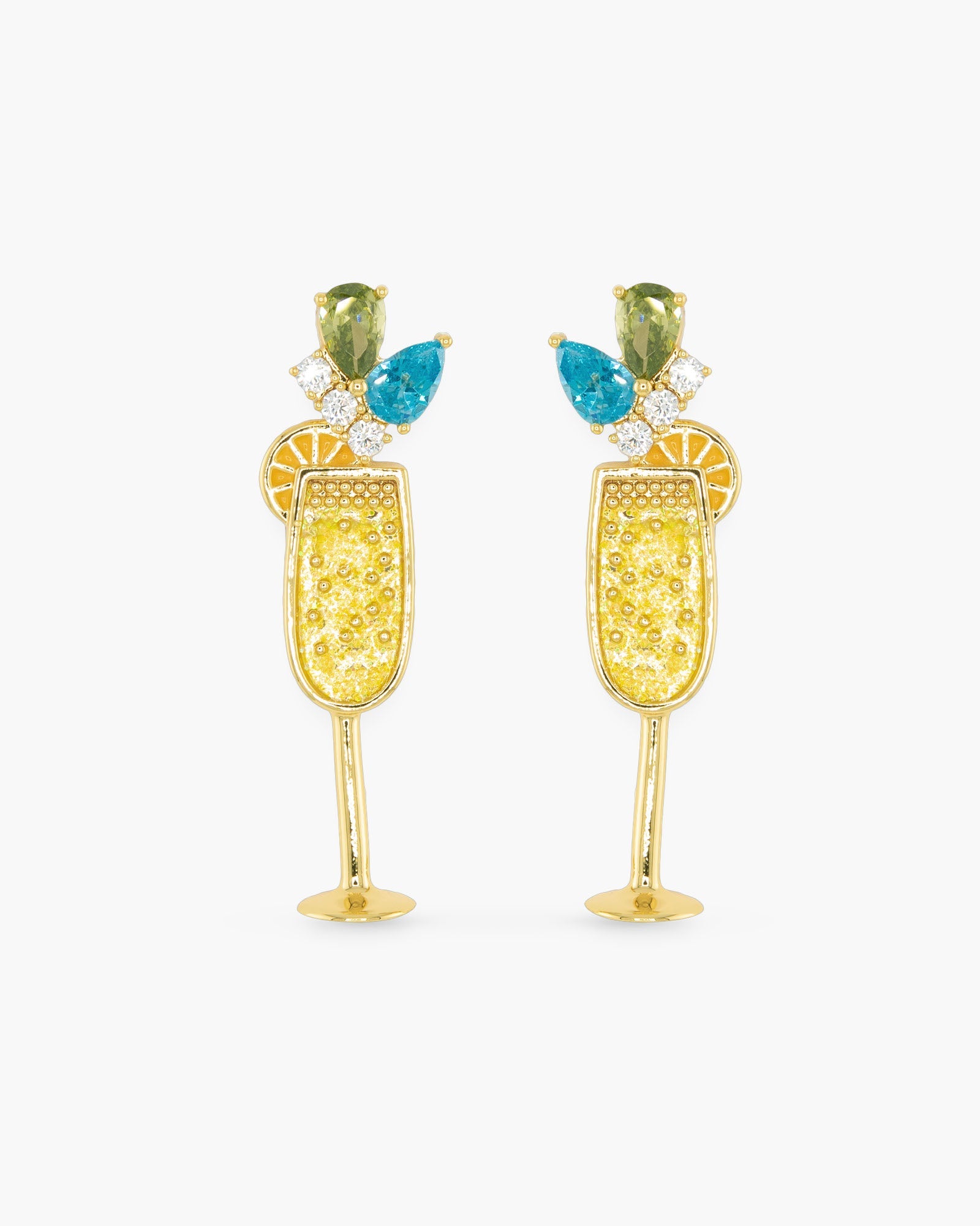 Gold CZ Fluted Drinks Earrings