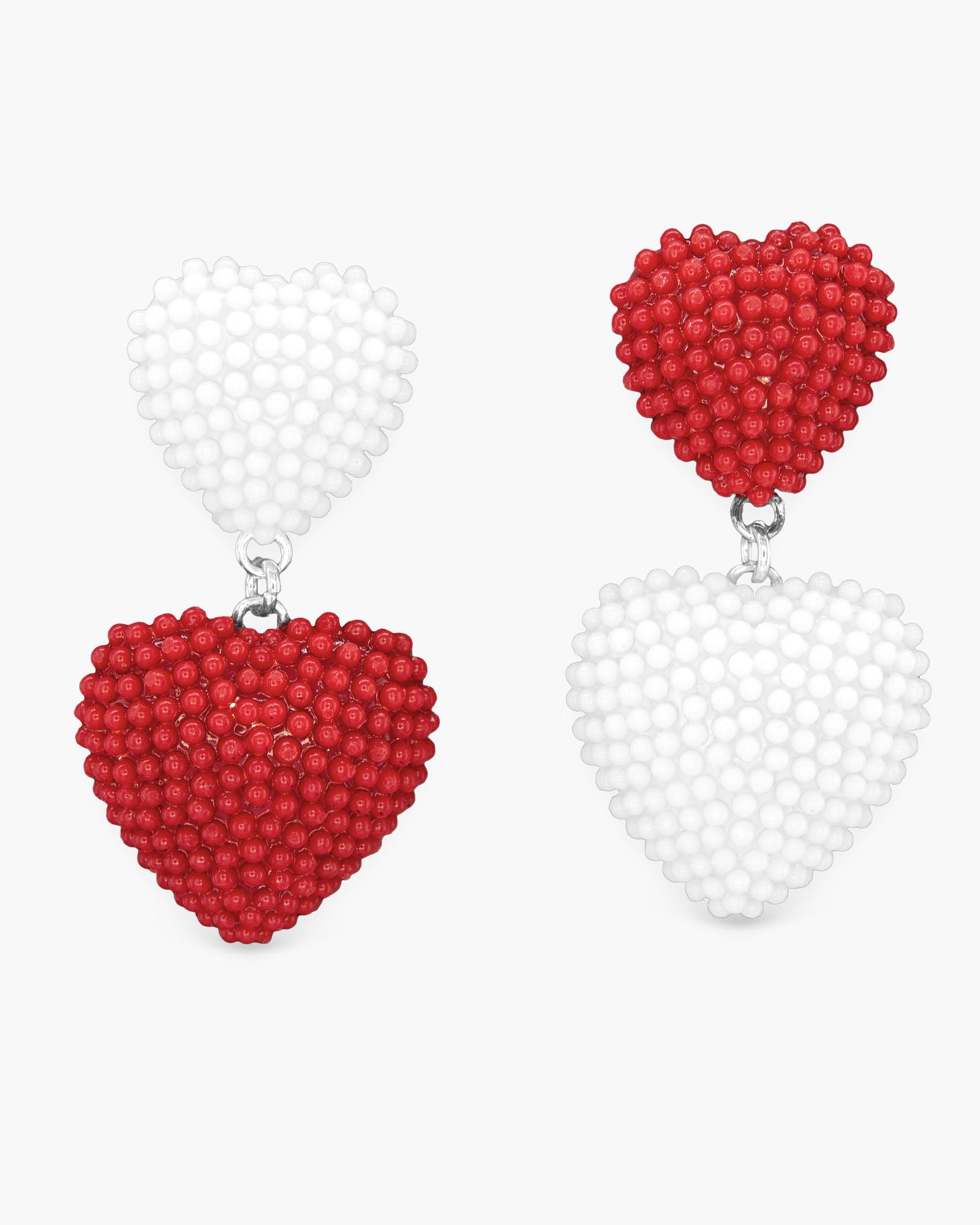 Silver Red Heart Earrings