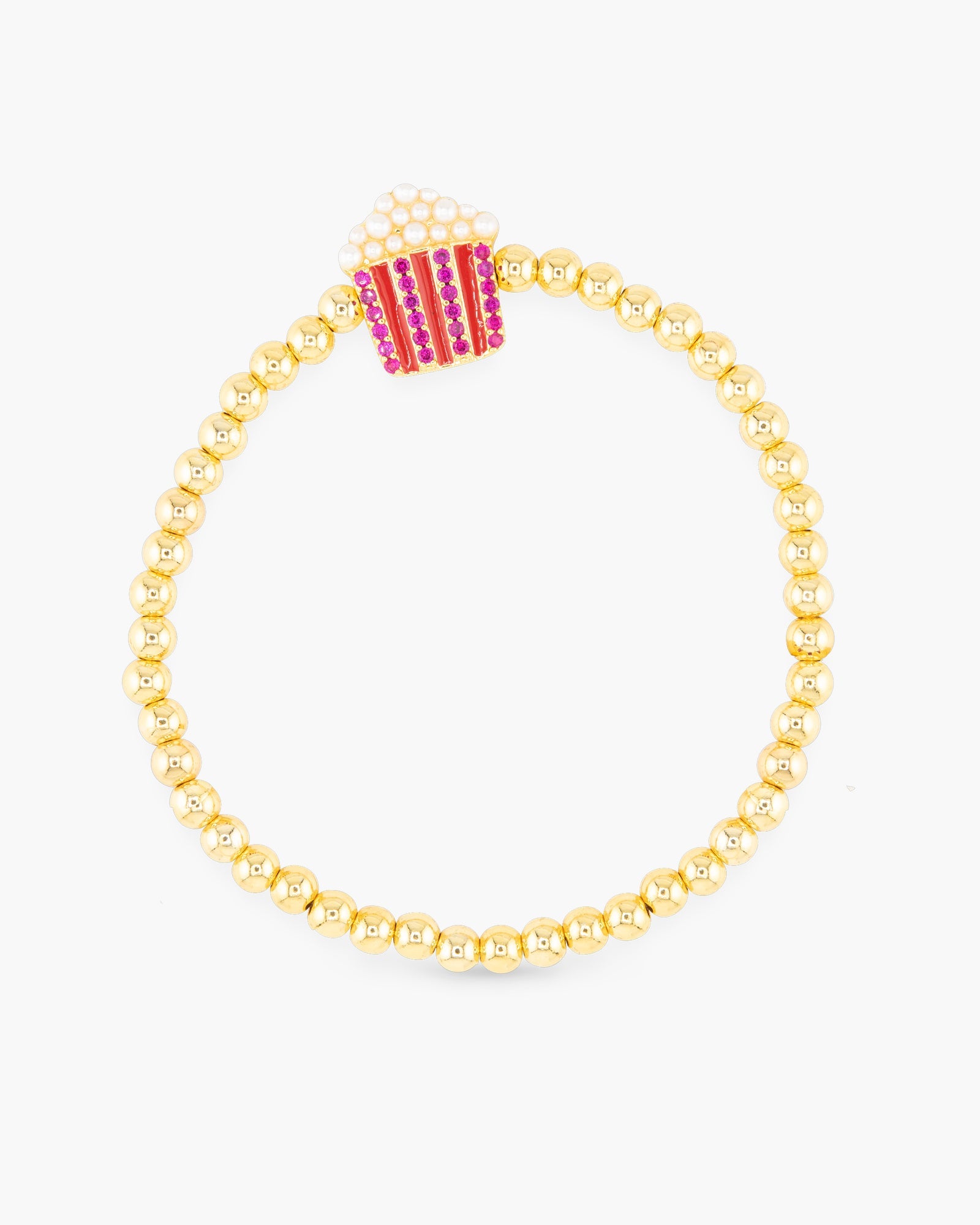 Gold Pearl & CZ Popcorn Bracelet