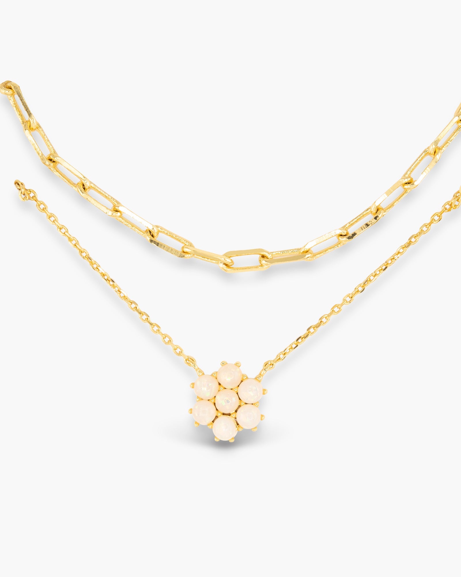 Gold MOP Dual Layer Flower Necklace