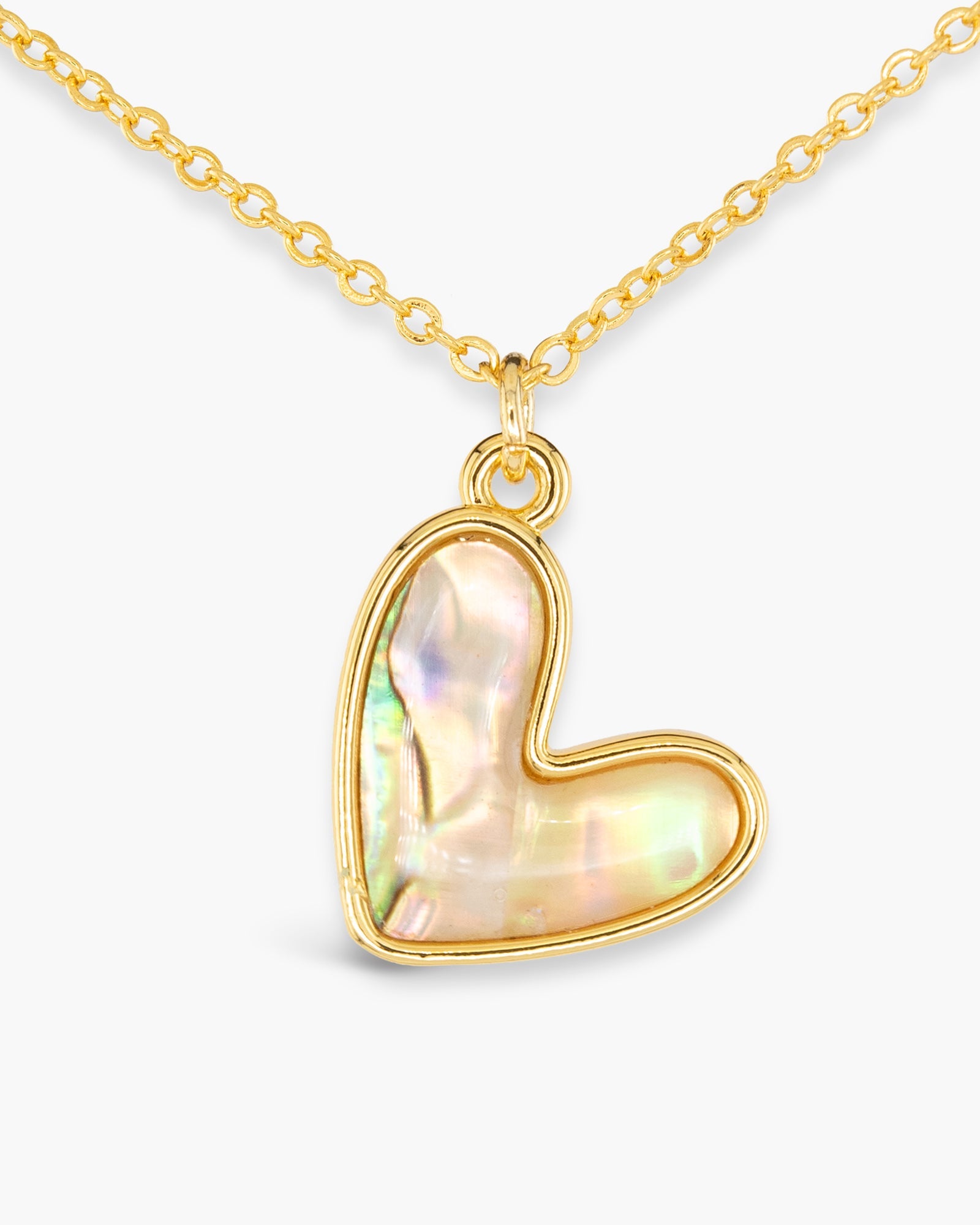 Gold Abalone Heart Necklace