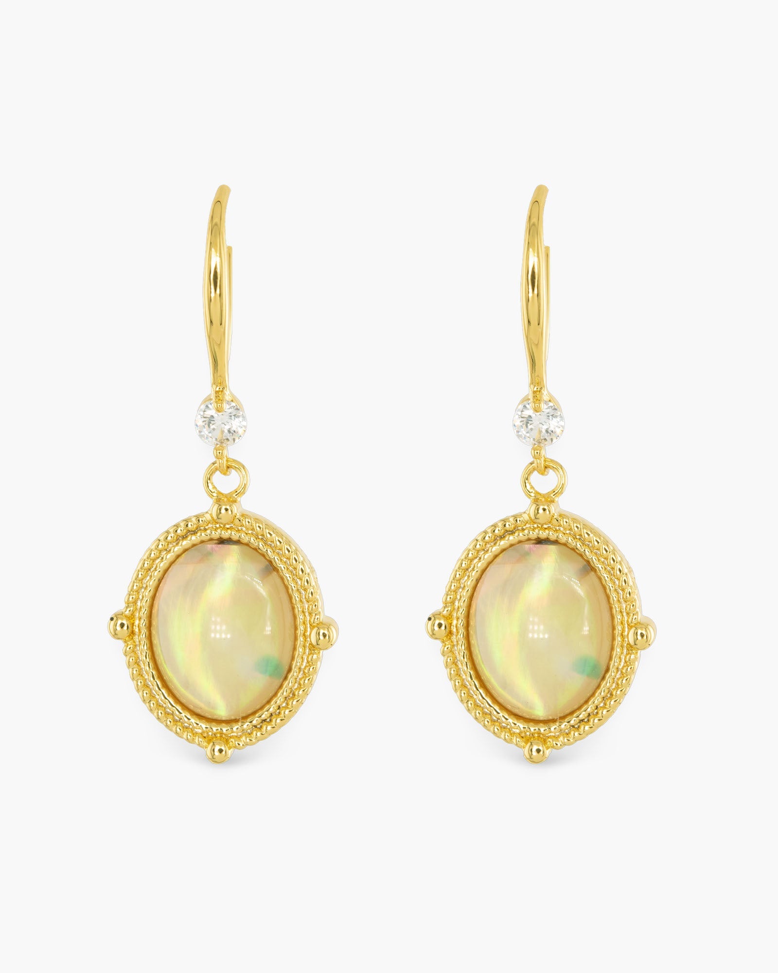 Gold Abalone Compass Drop Earrings