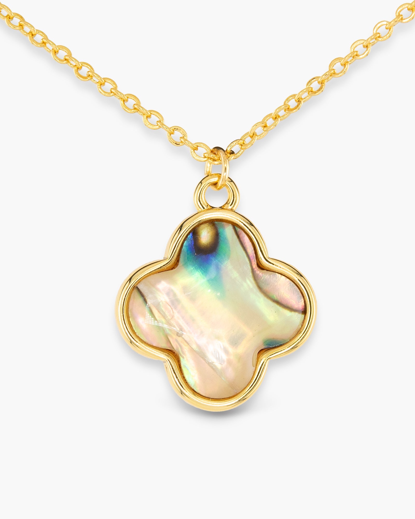 Gold Abalone Clover Necklace