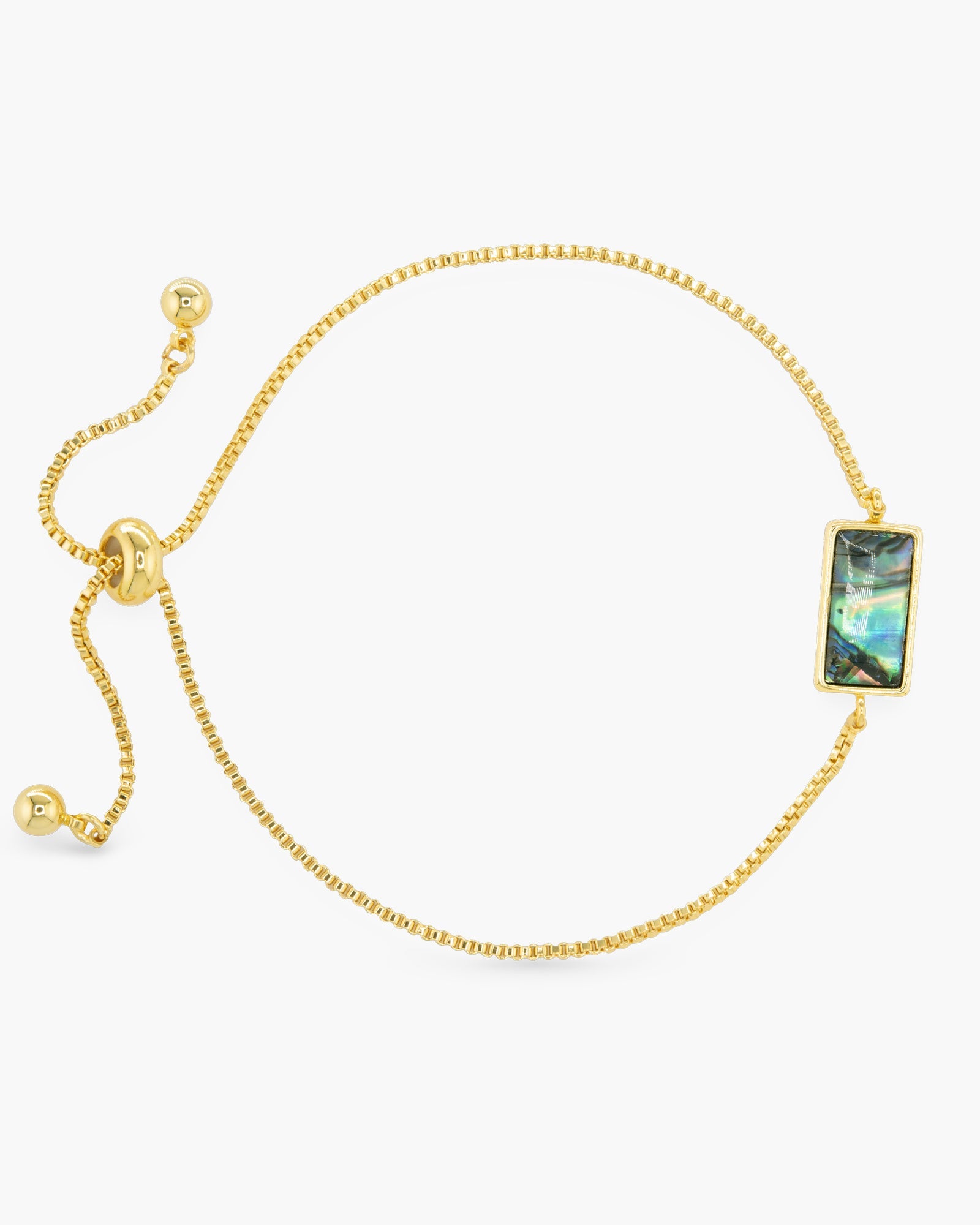 Gold Abalone Blue Rectangle Bracelet