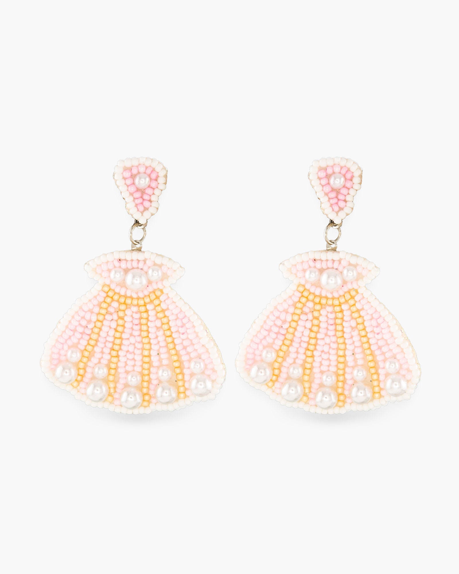 Beaded Pink Seashell Earrings