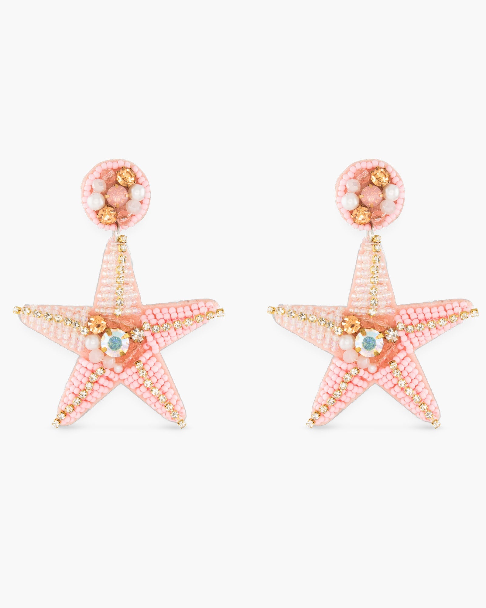 Beaded Pink Starfish Earrings