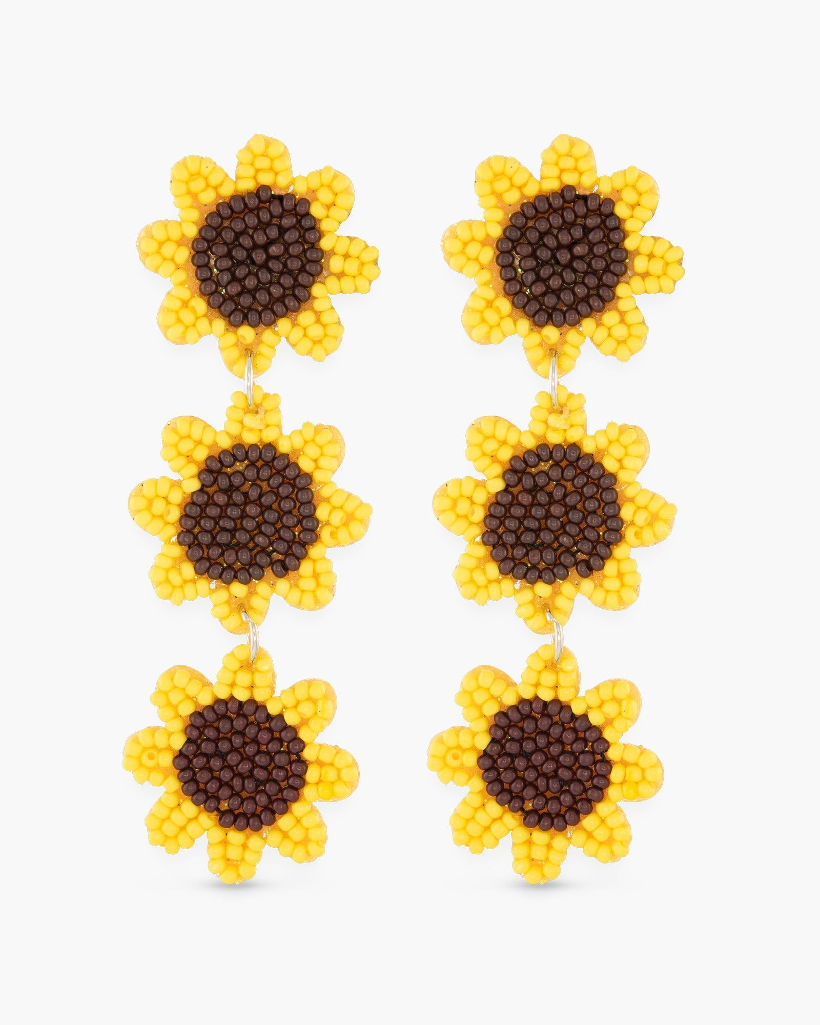 Beaded Sunflower Earrings