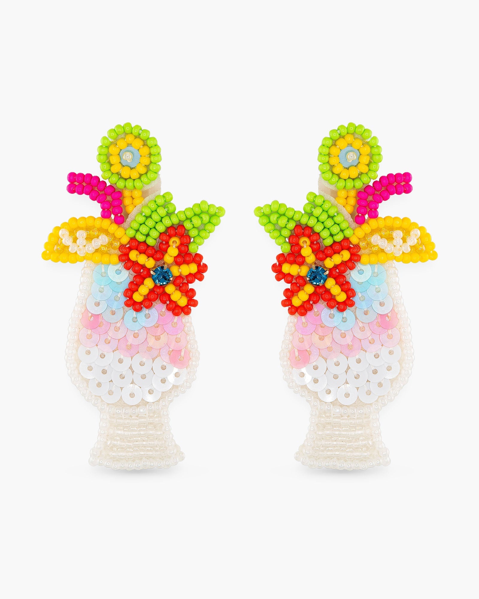 Beaded Tropical Cocktail Earrings
