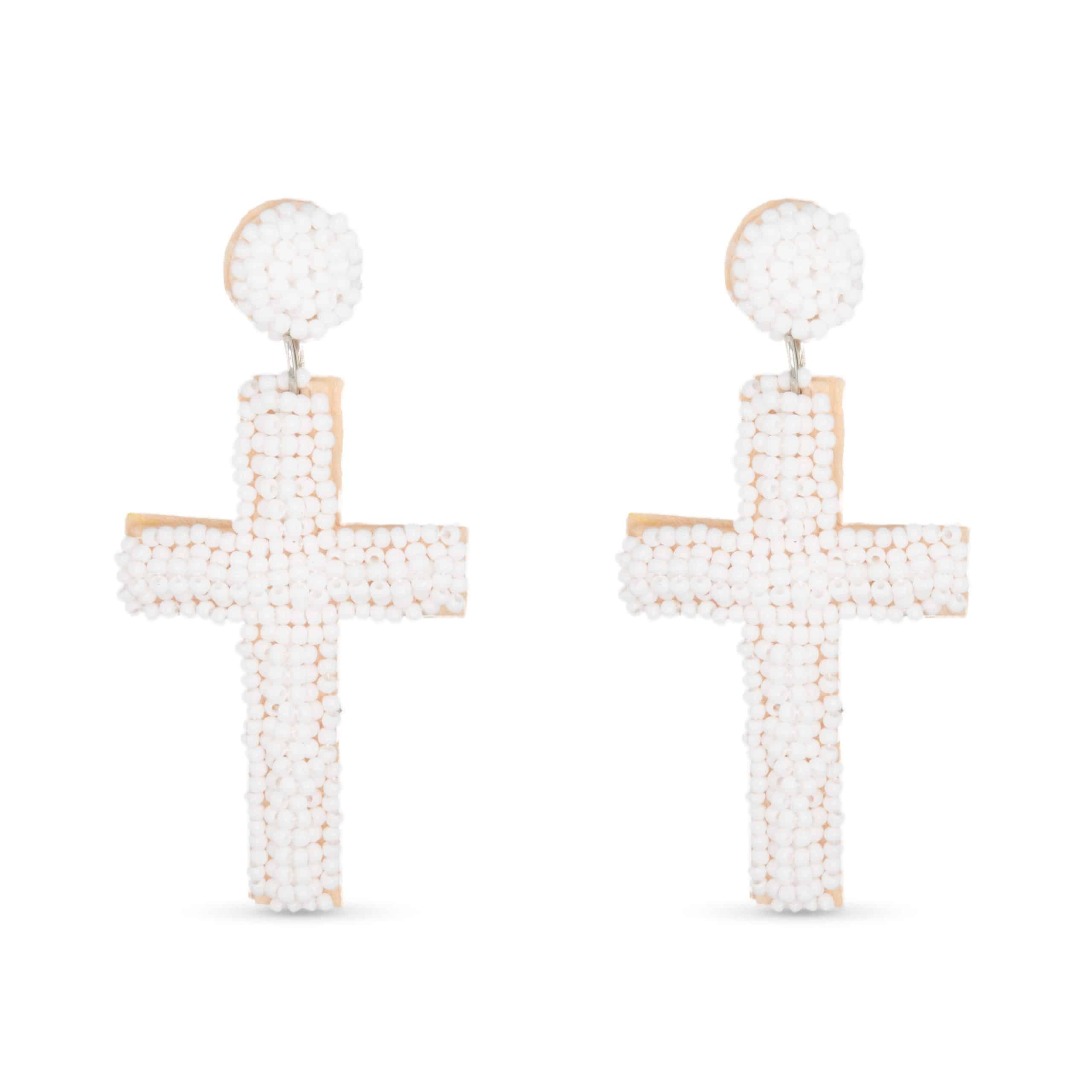 Beaded Cross Earrings