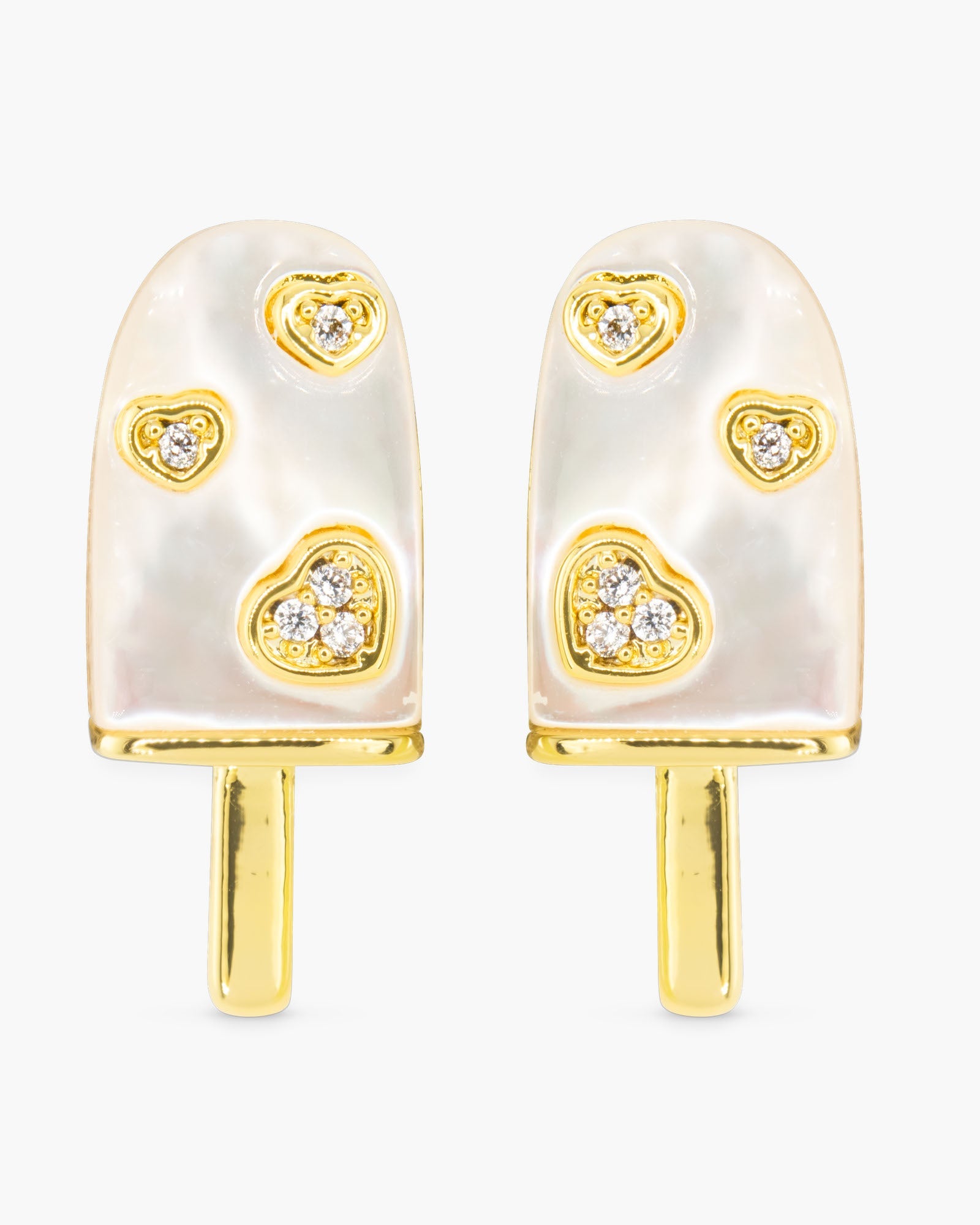 Gold CZ Ice Cream Bar Earrings