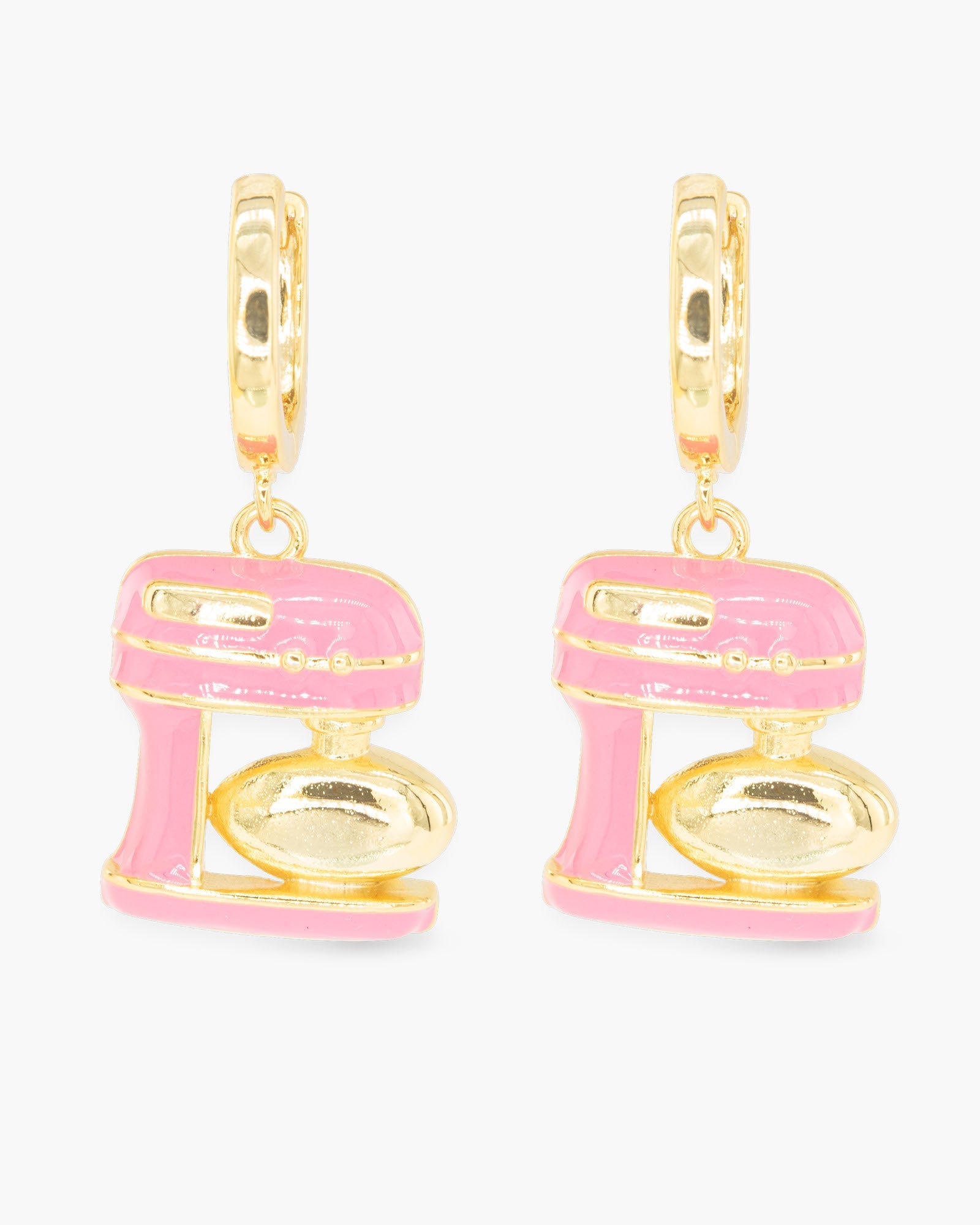 Gold Enamel Pink Mixing Stand Earrings