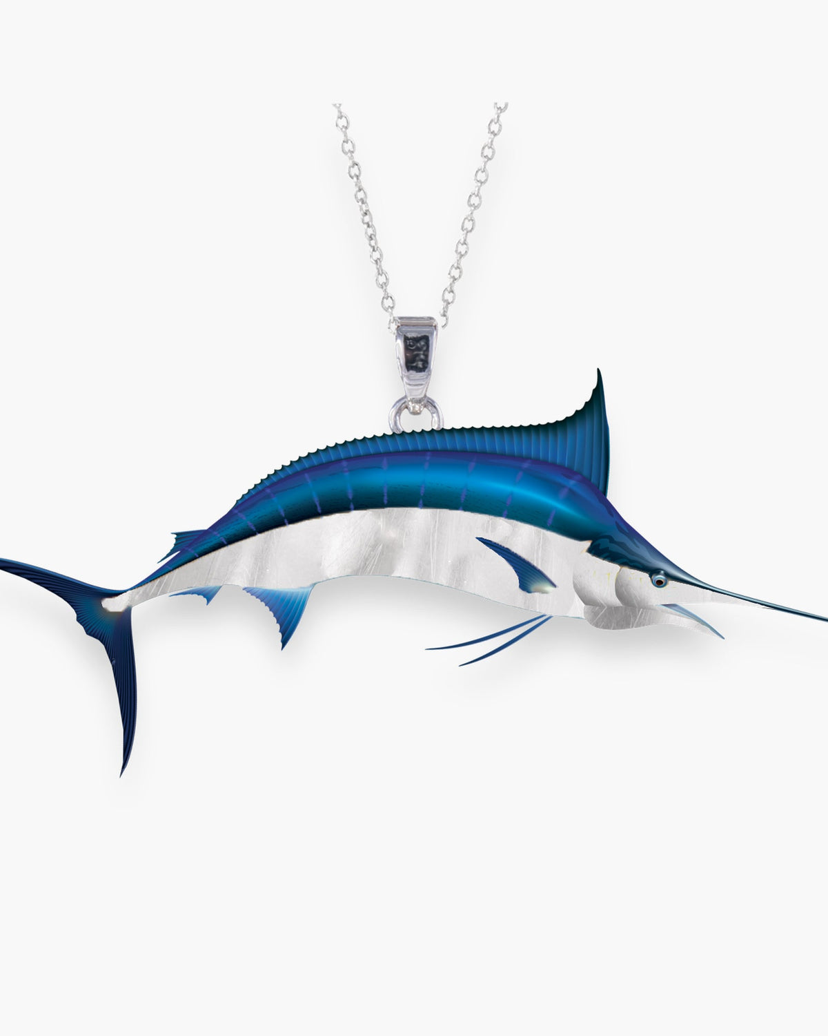 Silver Enamel Outdoor Fishing Necklace