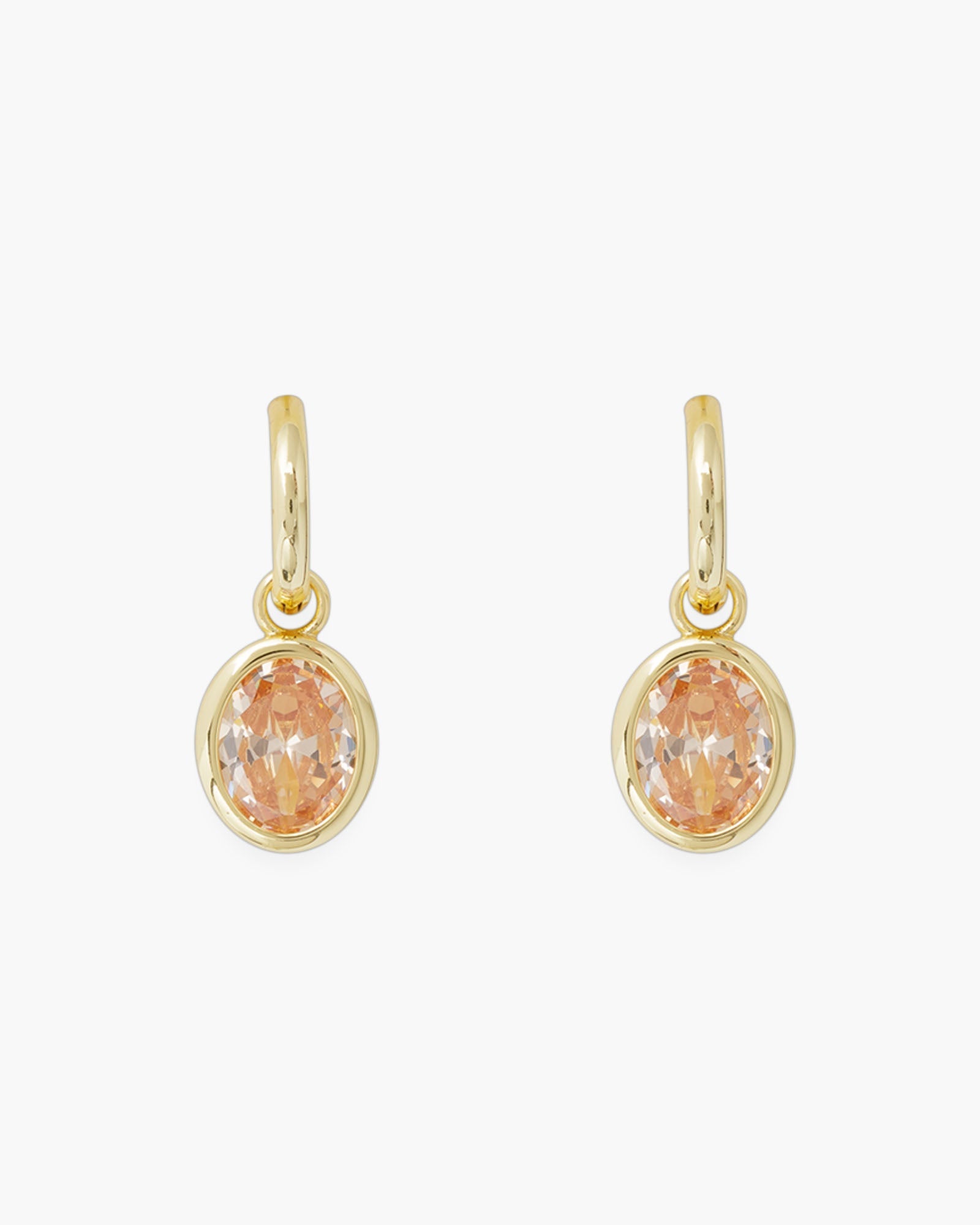 Gold Crystal Oval Earrings