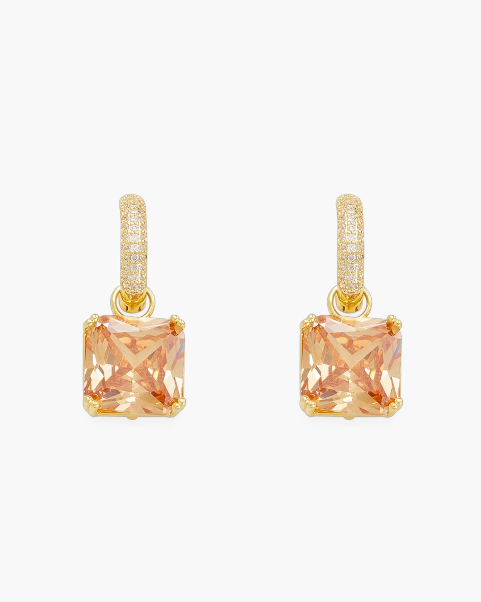 Gold CZ and Crystal Square Earrings