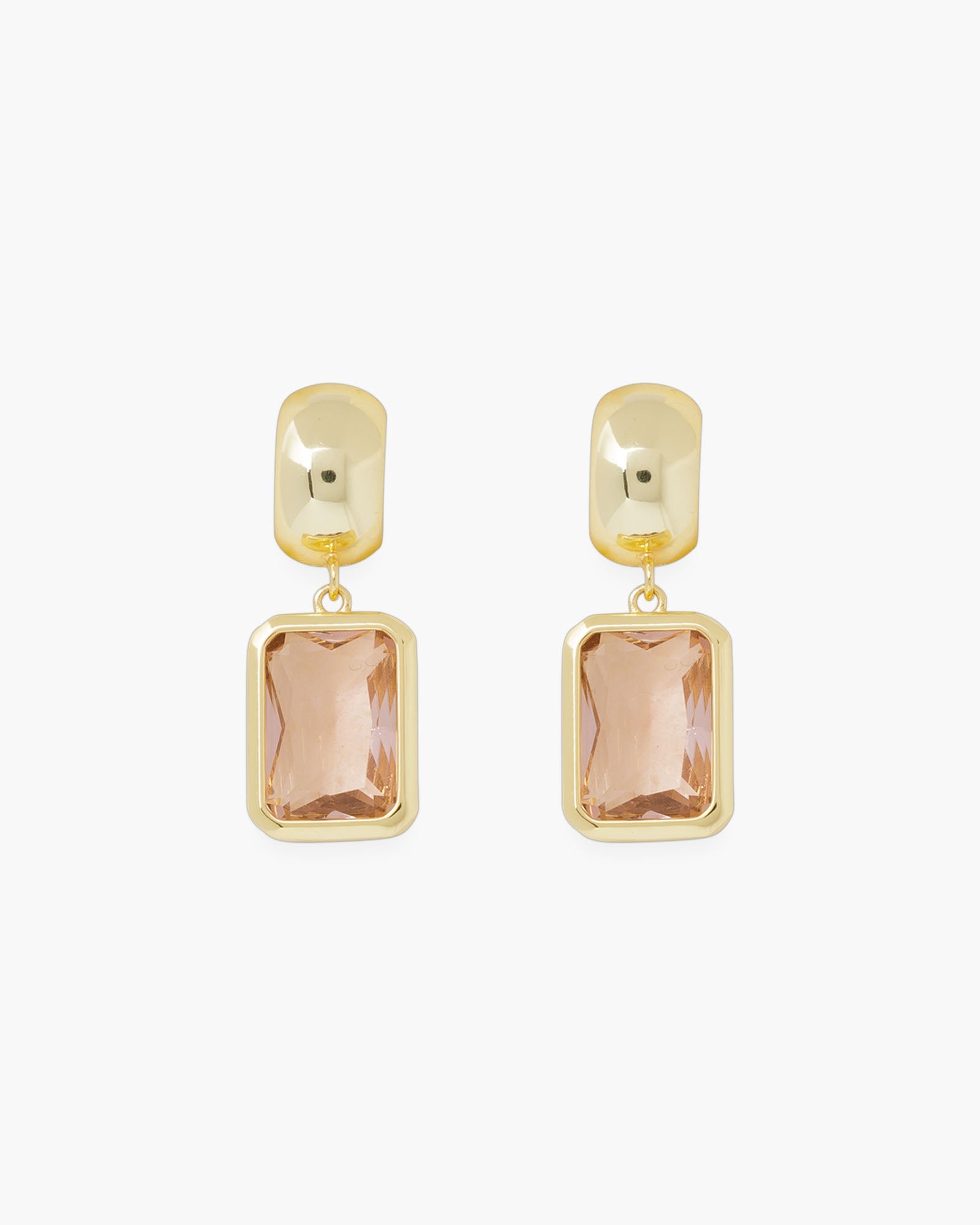 Gold Crystal Rectangle Earrings