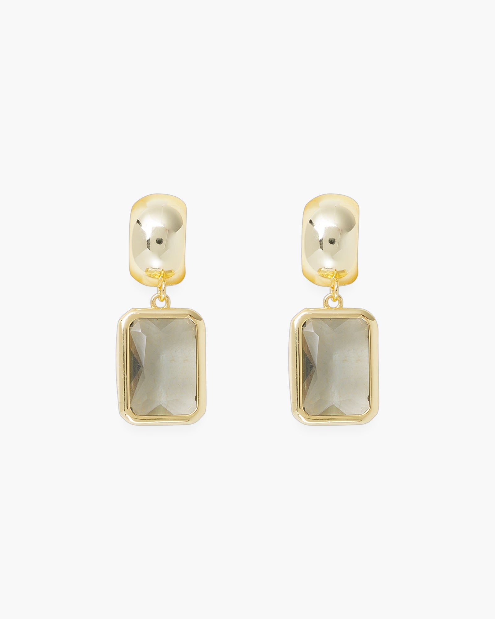 Gold Crystal Rectangle Earrings